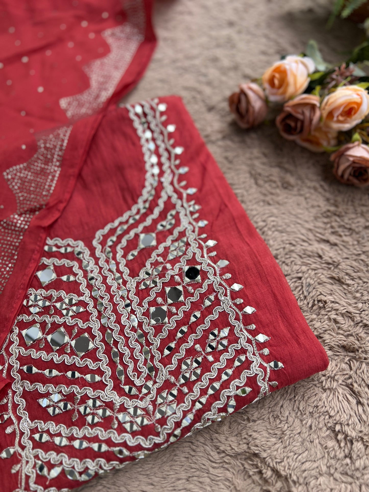 Mirror Embroidered Mal Chanderi with Mukesh Elegance