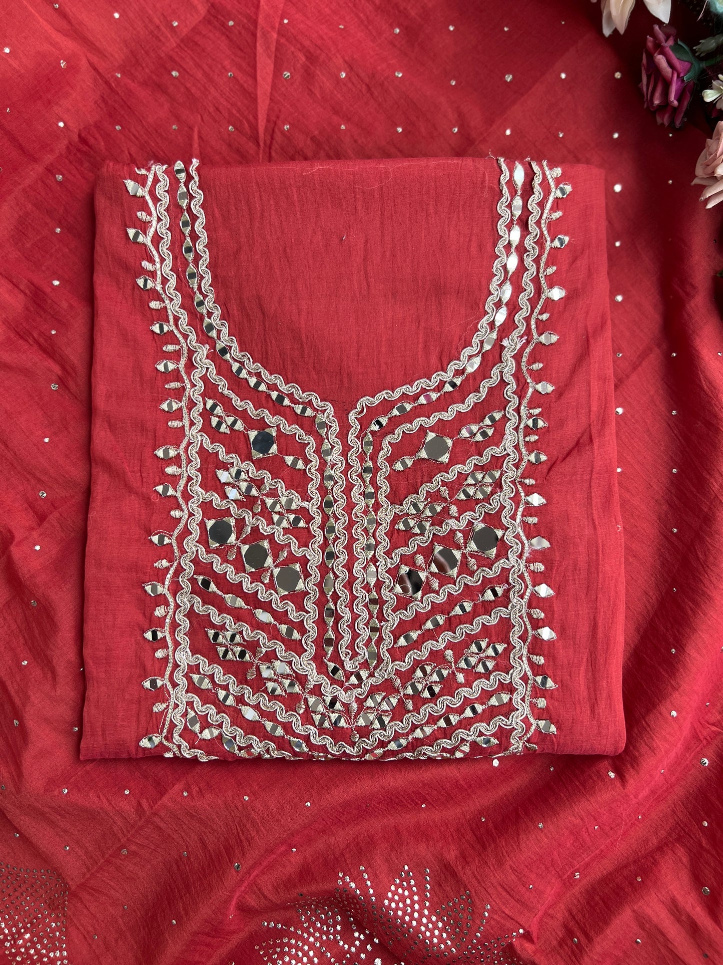 Mirror Embroidered Mal Chanderi with Mukesh Elegance