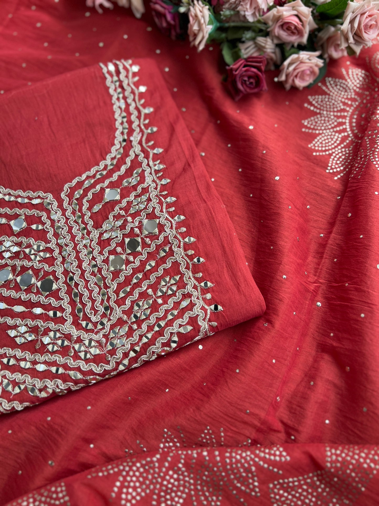 Mirror Embroidered Mal Chanderi with Mukesh Elegance