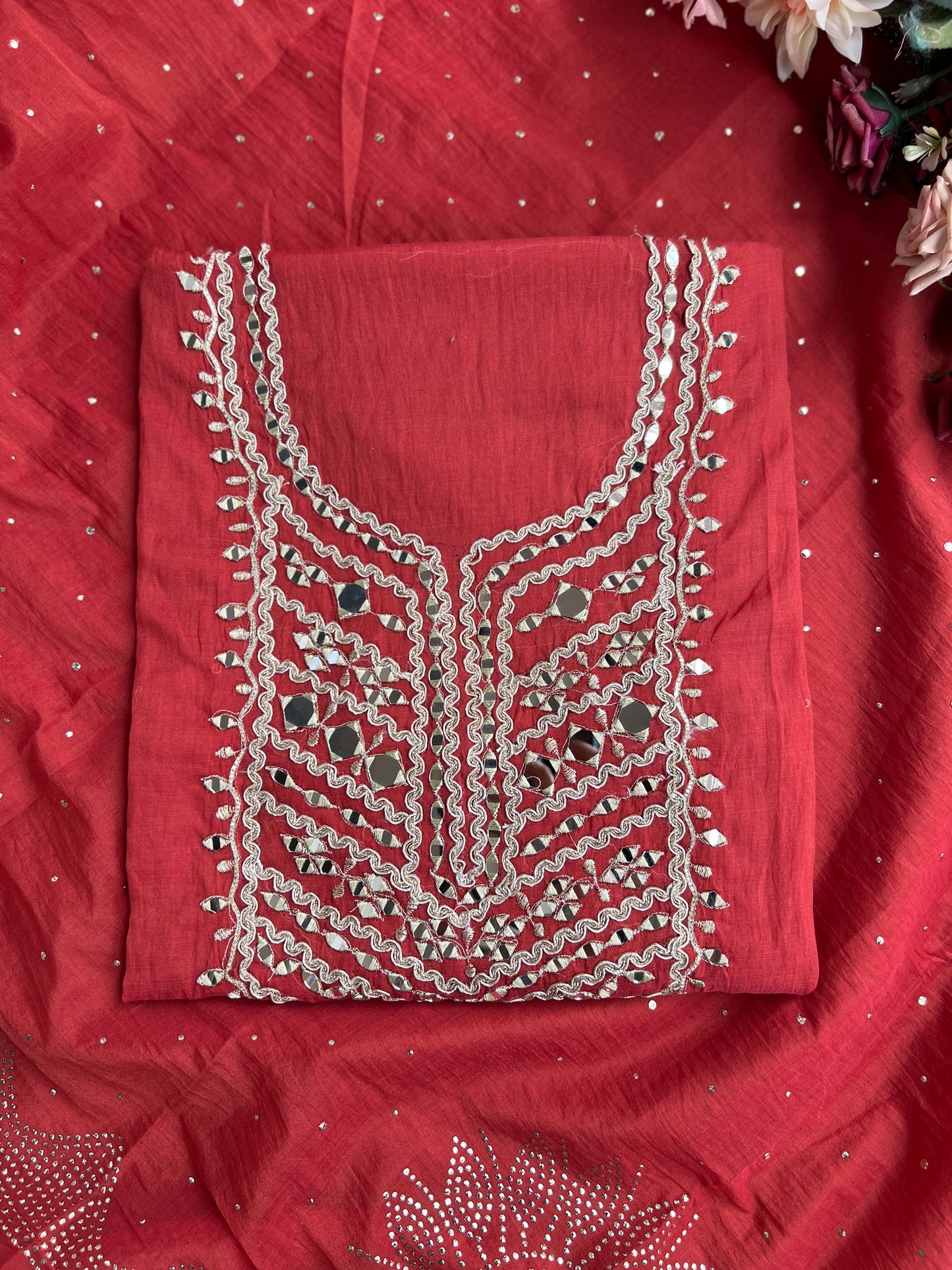 Mirror Embroidered Mal Chanderi with Mukesh Elegance