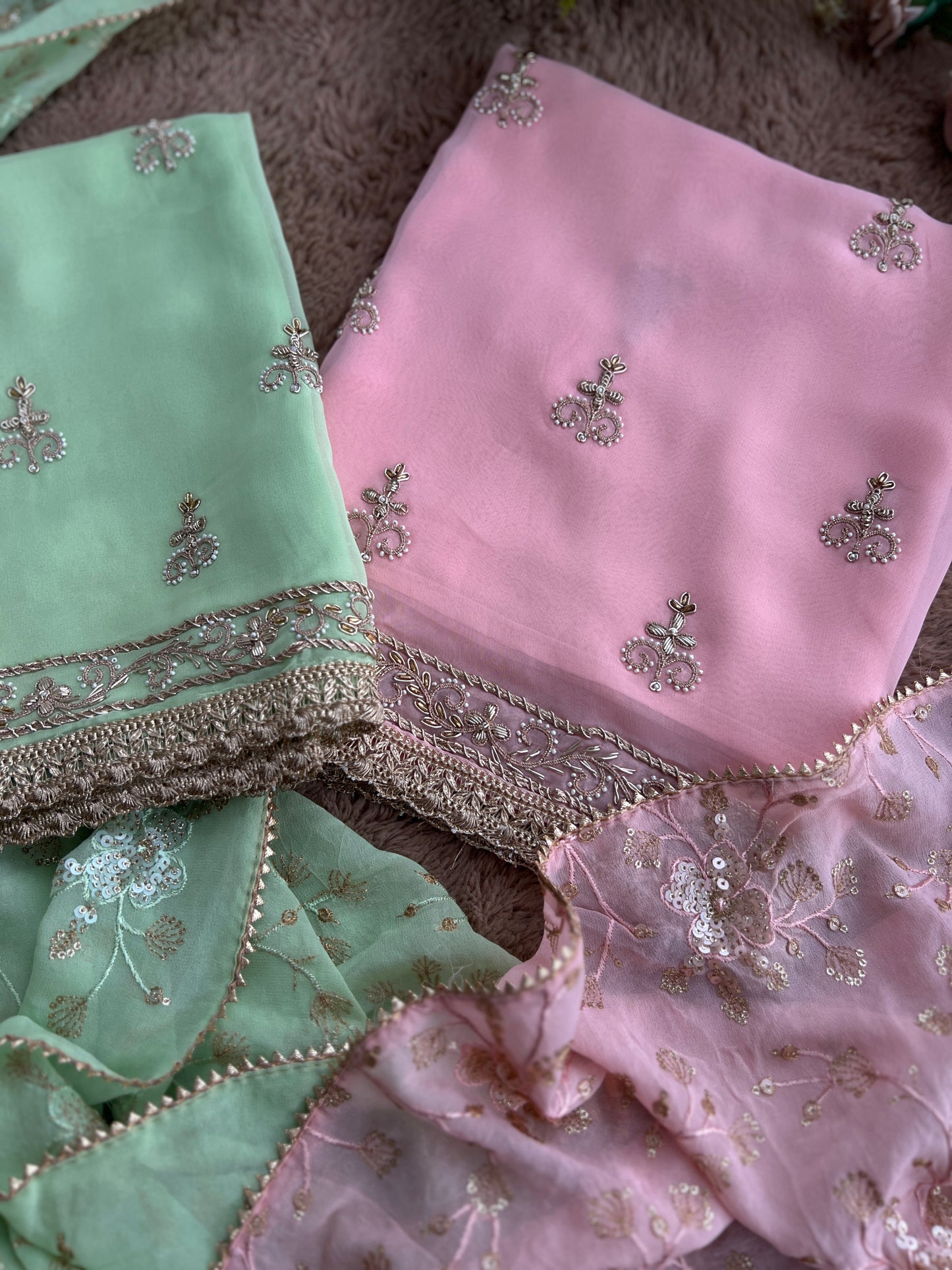 Dazzling Georgette Handwork Suit with a Show-Stopping Dupatta Ensemble