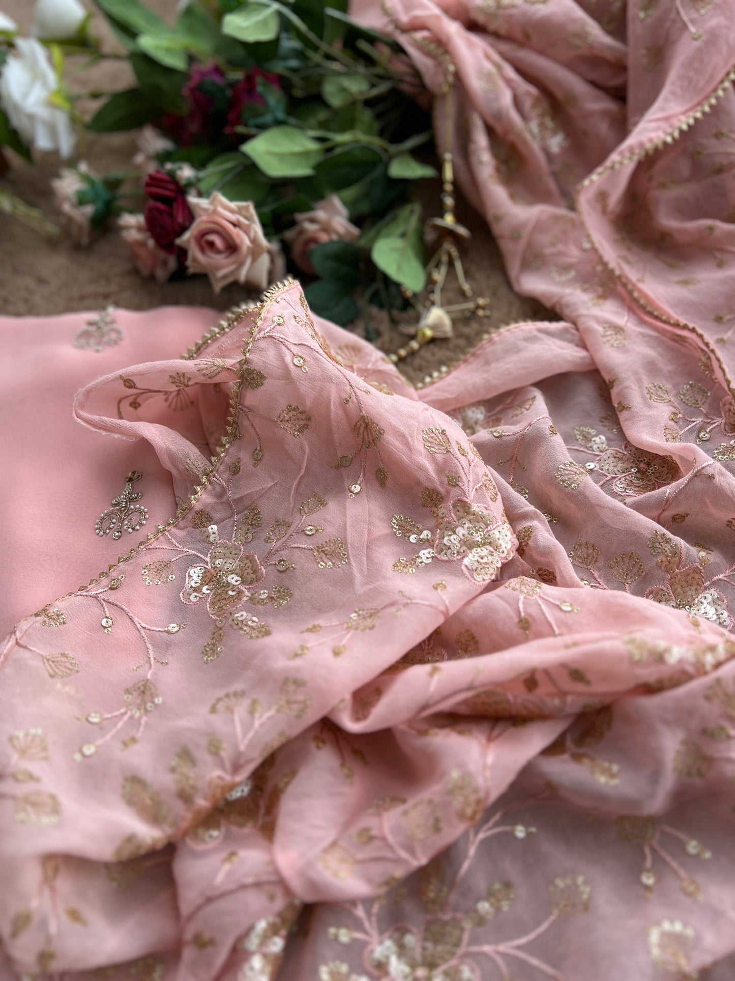 Dazzling Georgette Handwork Suit with a Show-Stopping Dupatta Ensemble