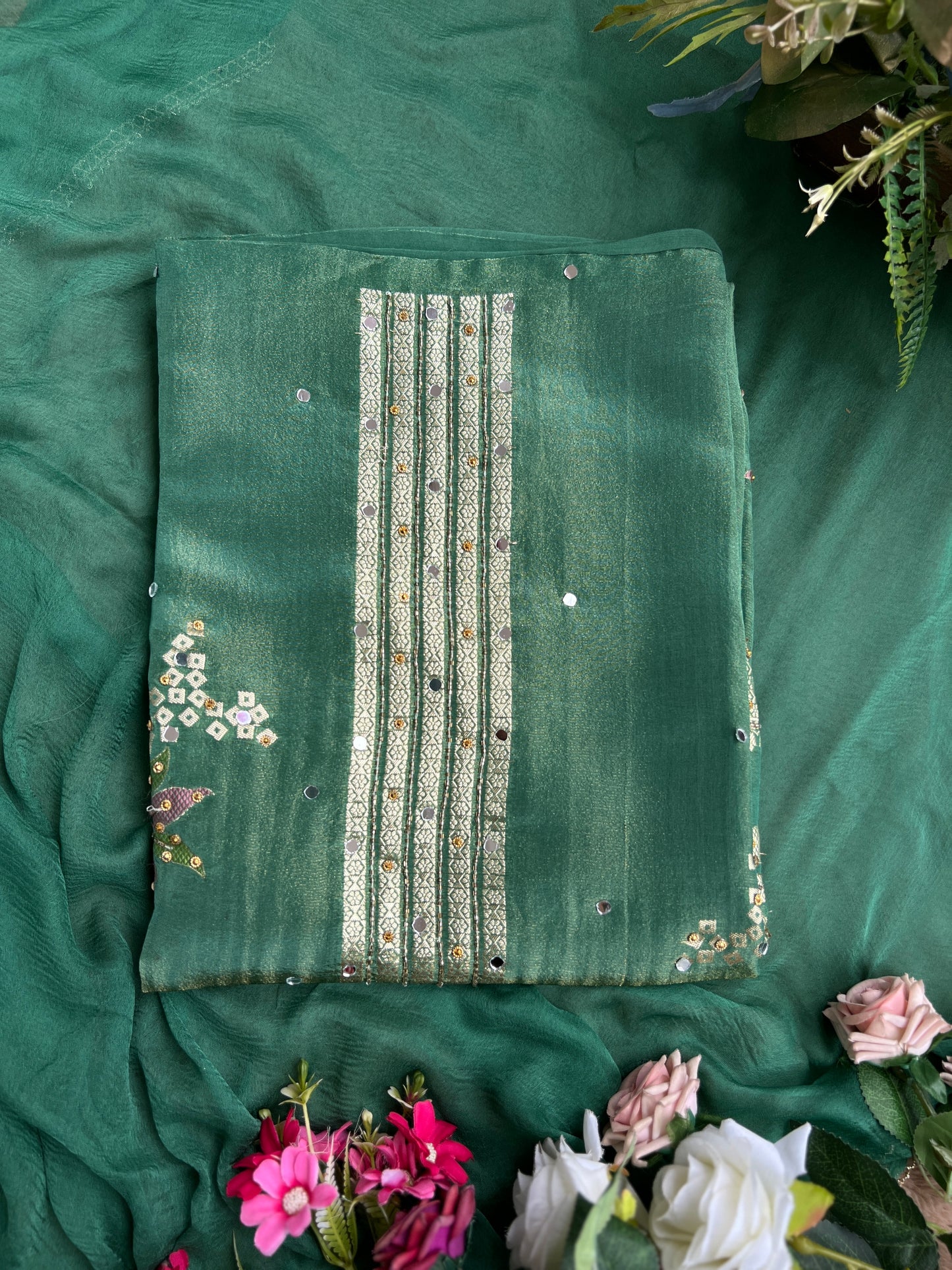 Jacquard Shimmer Silk Floral Salwar suit