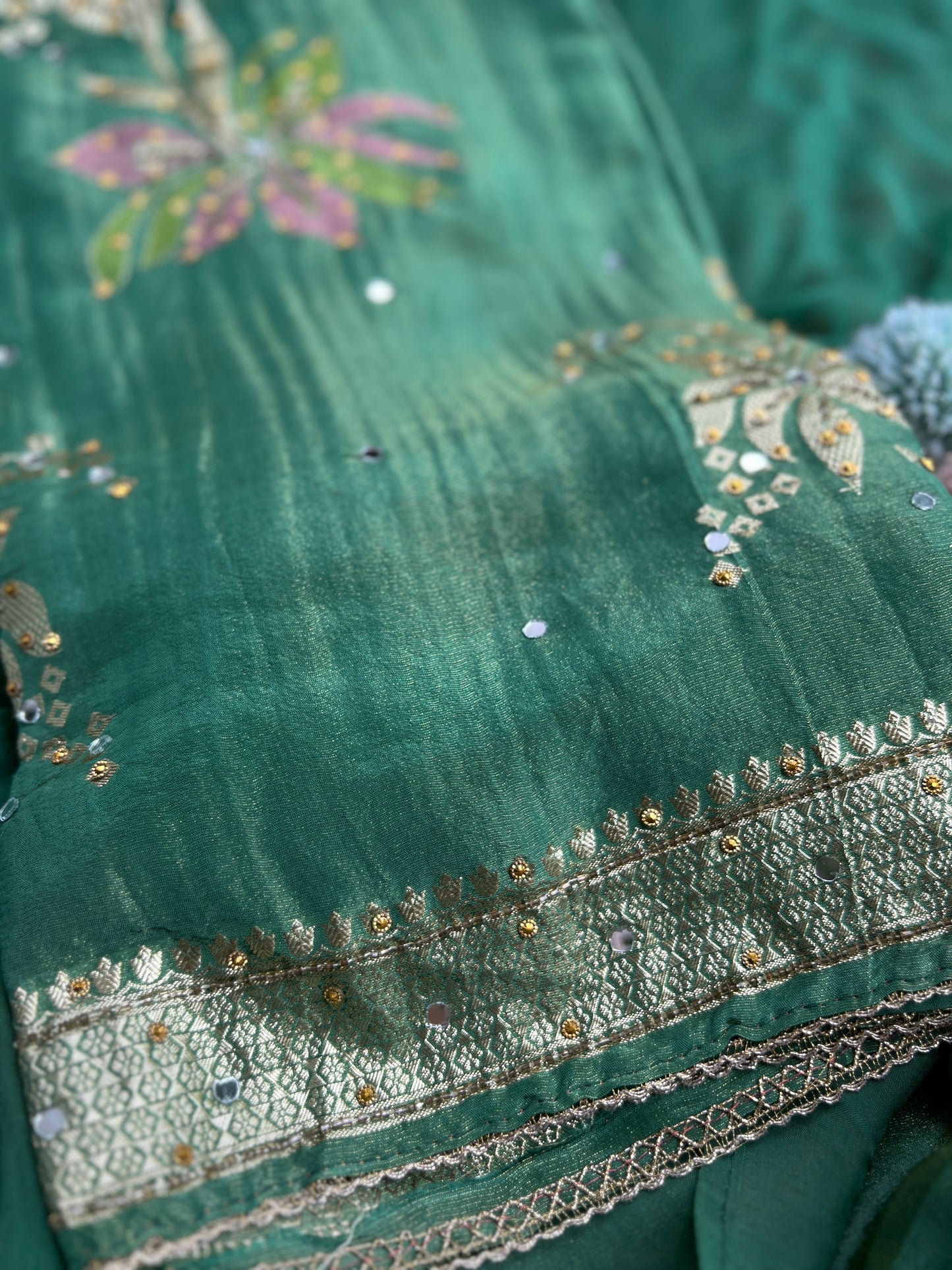 Jacquard Shimmer Silk Floral Salwar suit