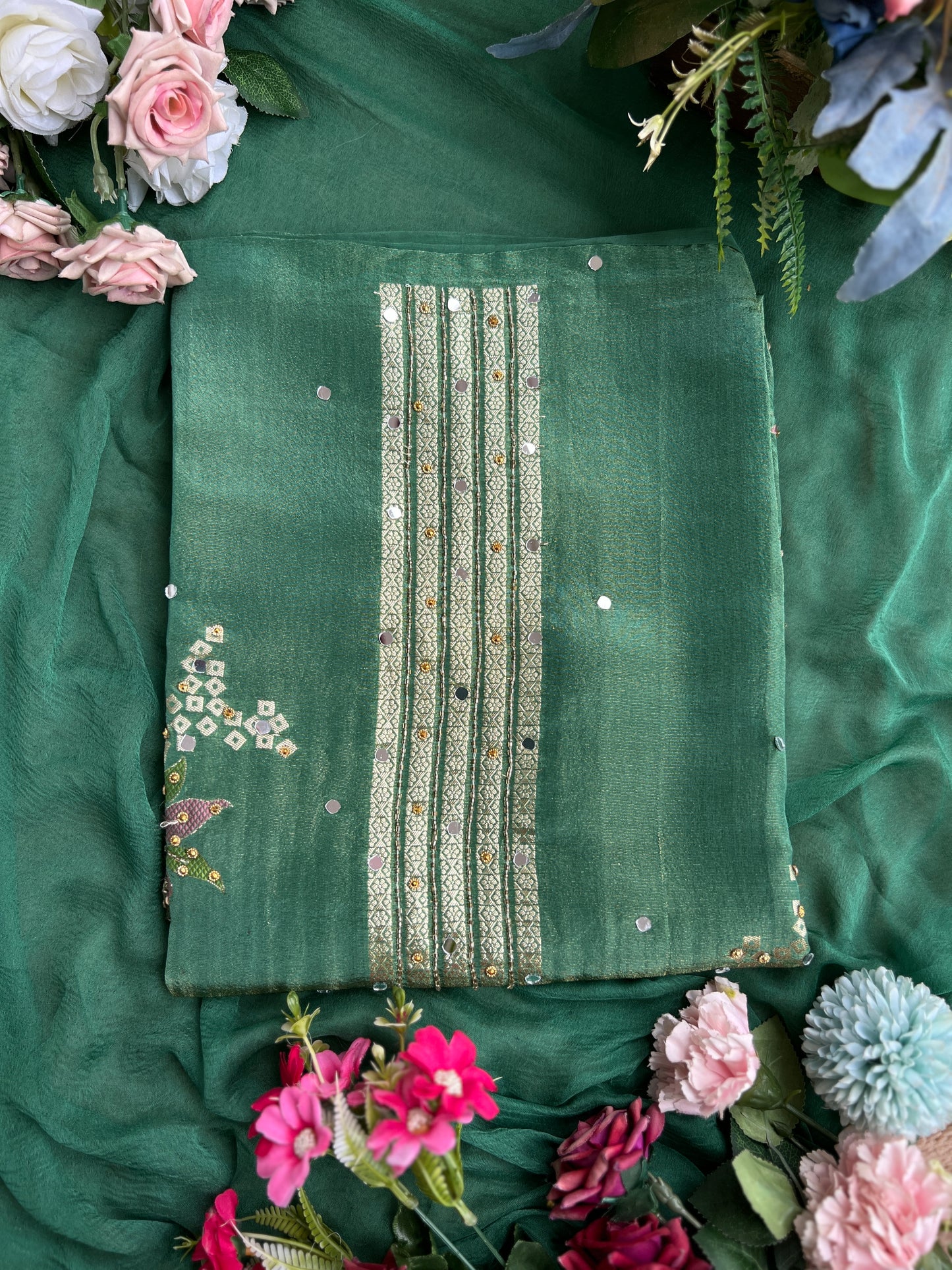 Jacquard Shimmer Silk Floral Salwar suit