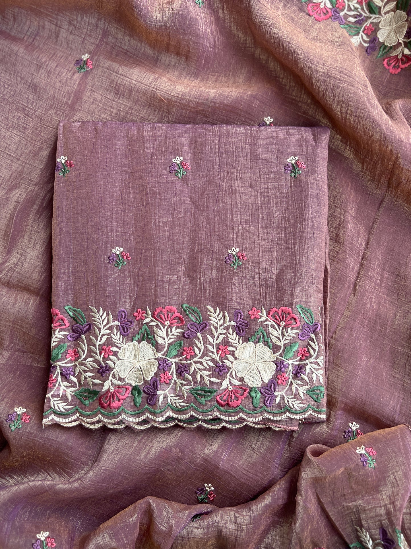 πΈ Luxe Crushed Shimmer Silk with Embroidered Dupatta πΈ