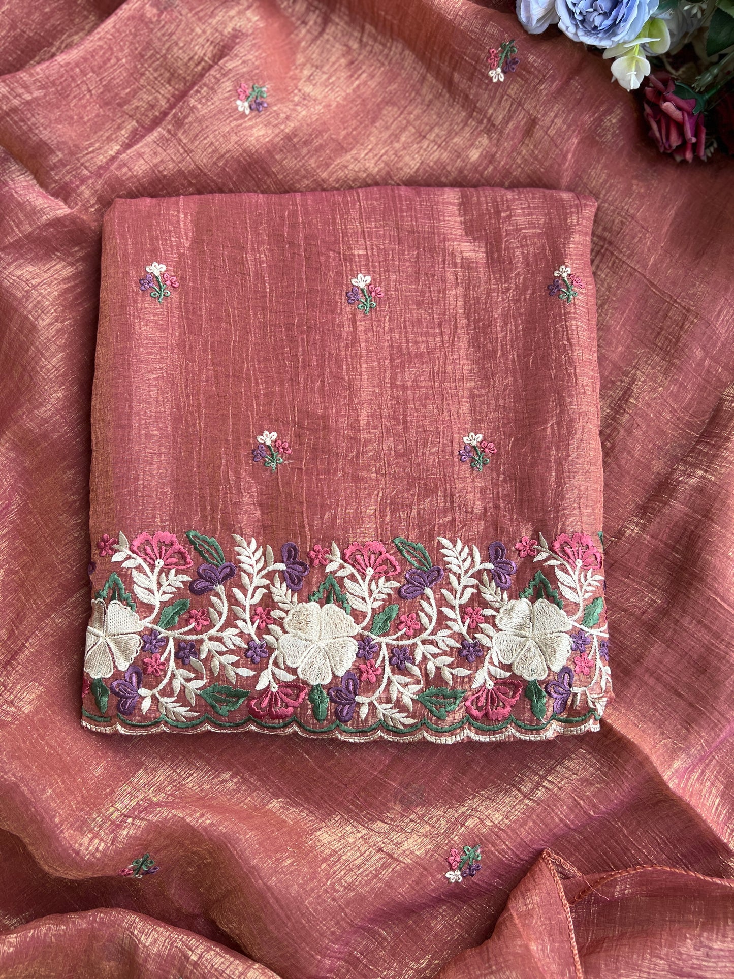 πΈ Luxe Crushed Shimmer Silk with Embroidered Dupatta πΈ
