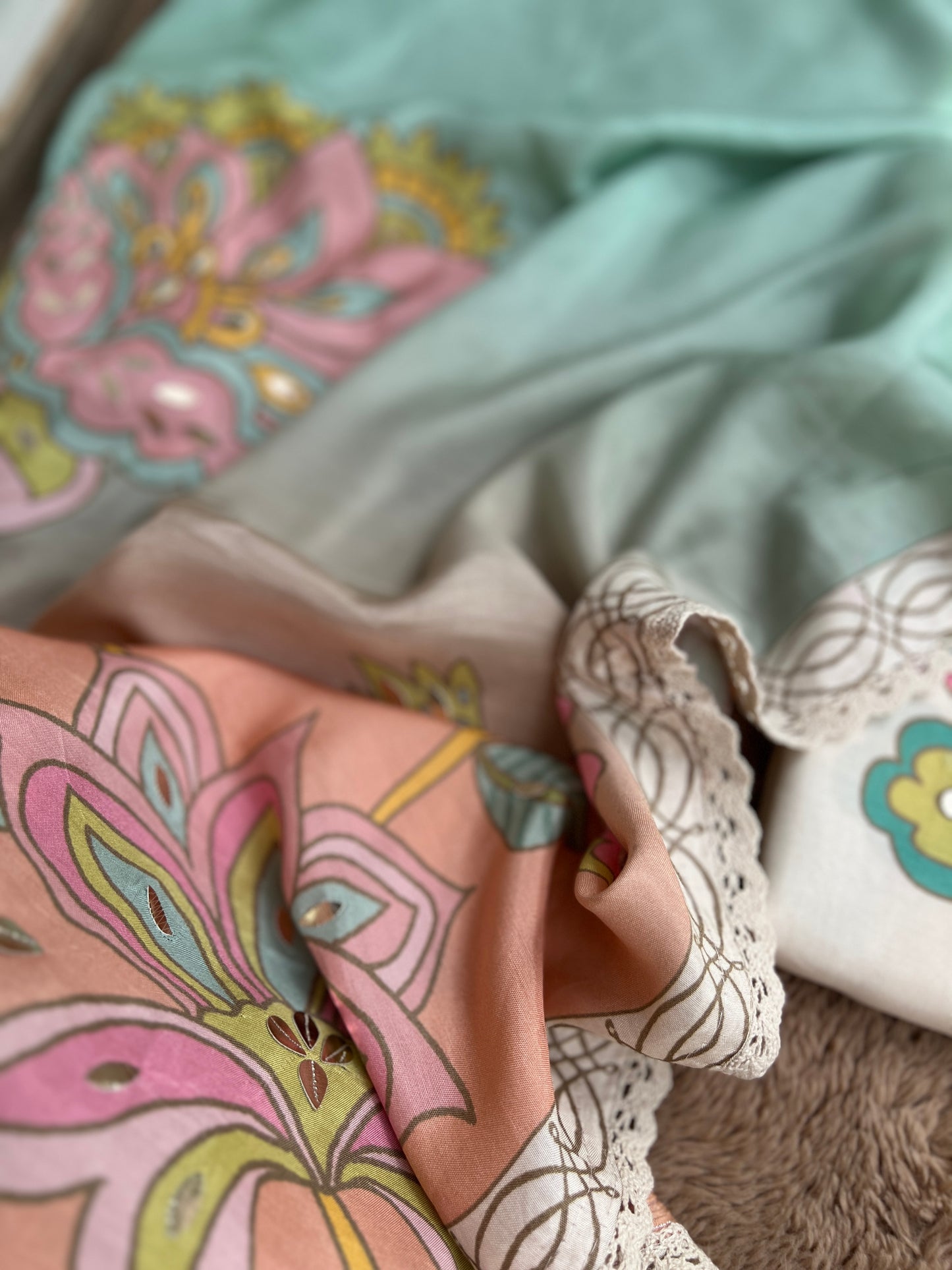 Floral Maslim Semi-Stitched Suit with Elegant Dupatta