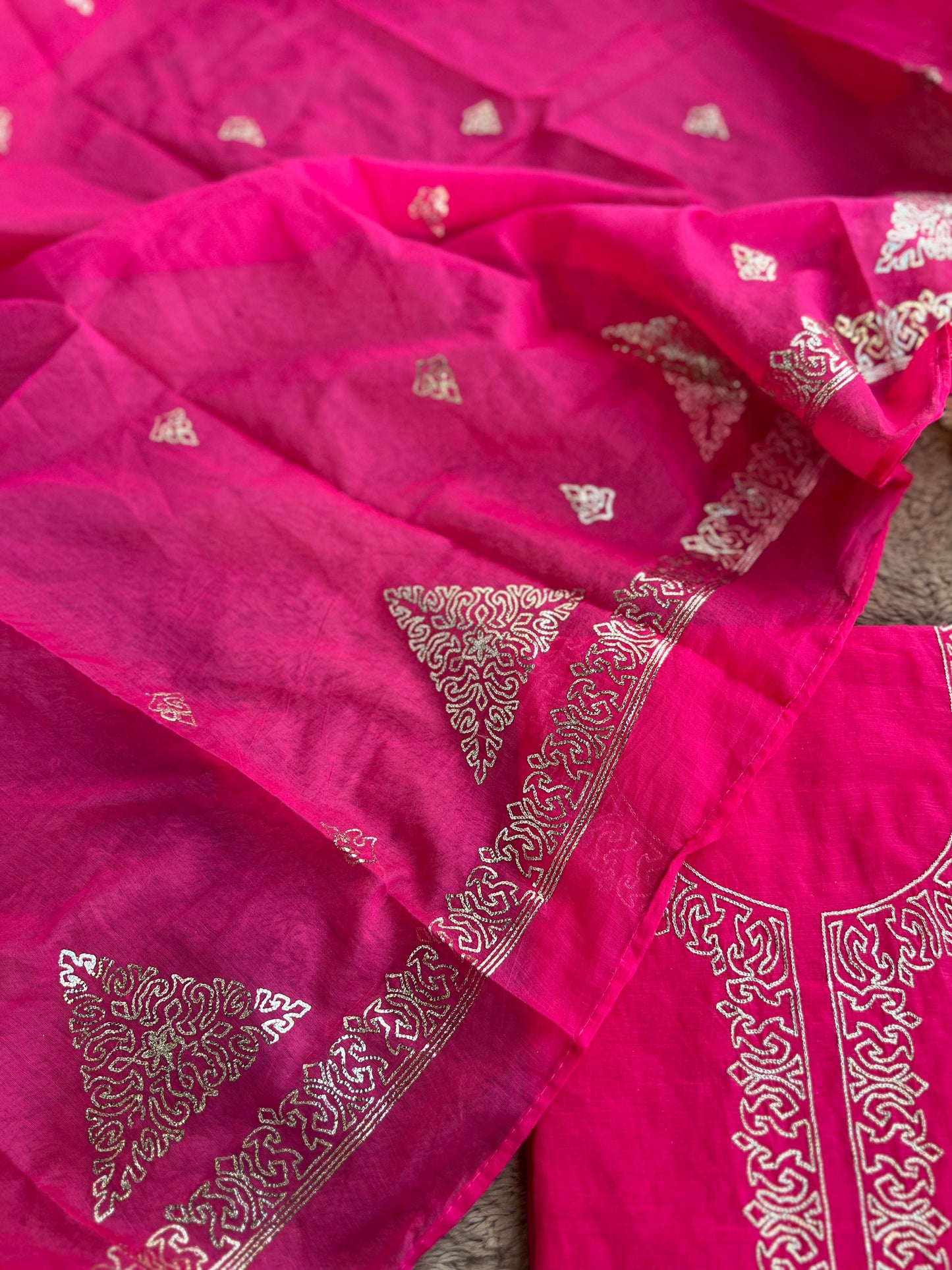 Vibrant Mal Chanderi Suits with Elegant Pitta Work Detailing