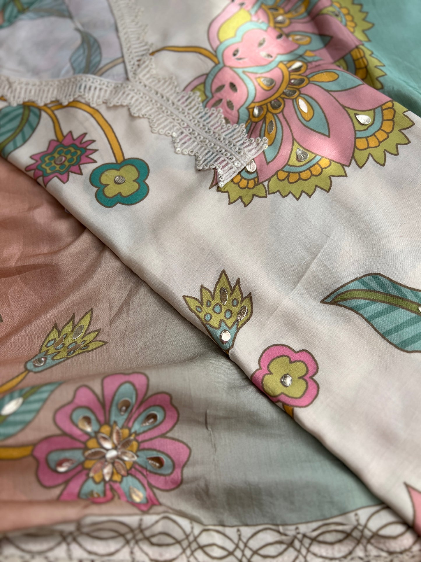 Floral Maslim Semi-Stitched Suit with Elegant Dupatta