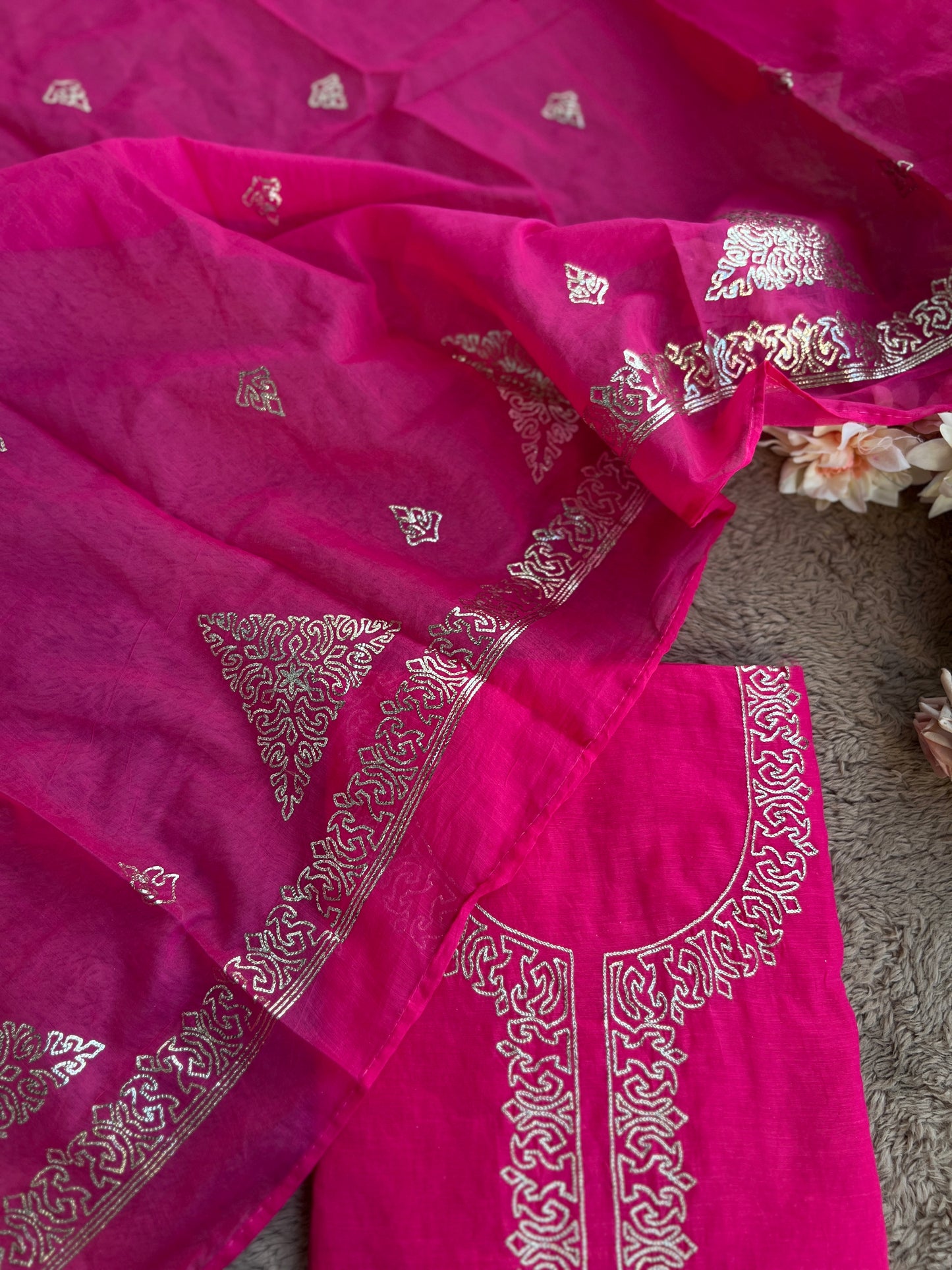 Vibrant Mal Chanderi Suits with Elegant Pitta Work Detailing