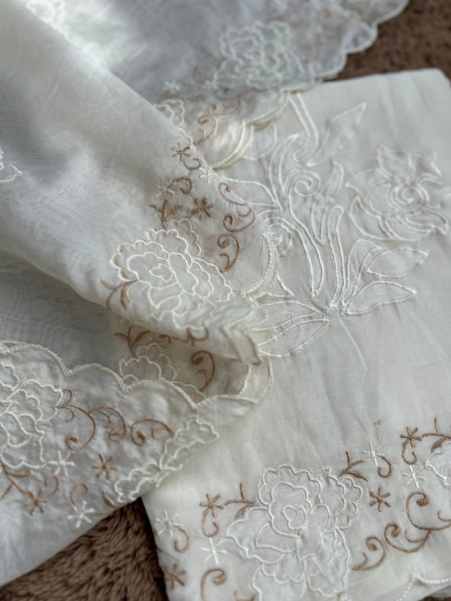 Exquisite Mal Cotton Elegance Floral Embroidered Suit