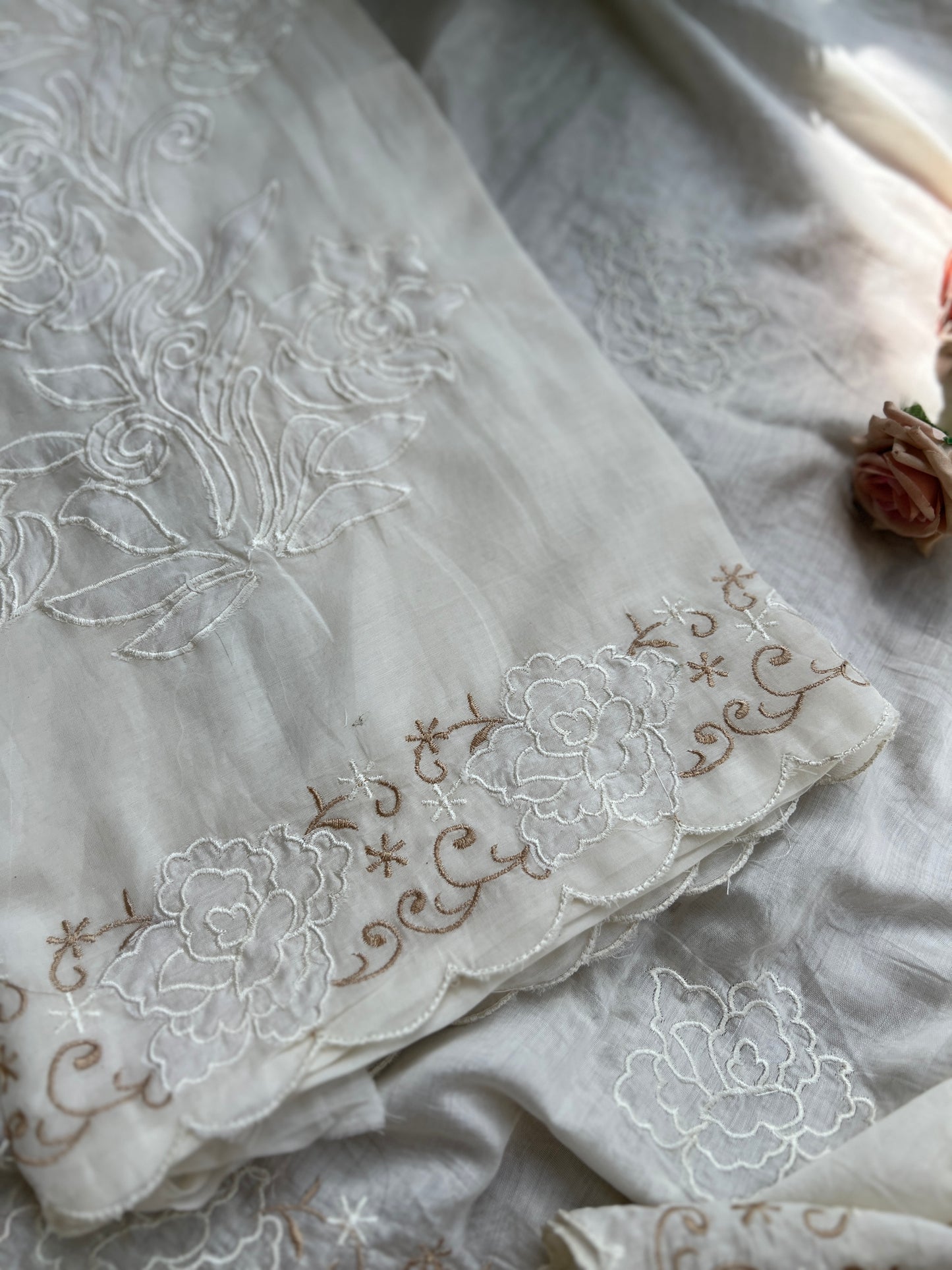 Exquisite Mal Cotton Elegance Floral Embroidered Suit