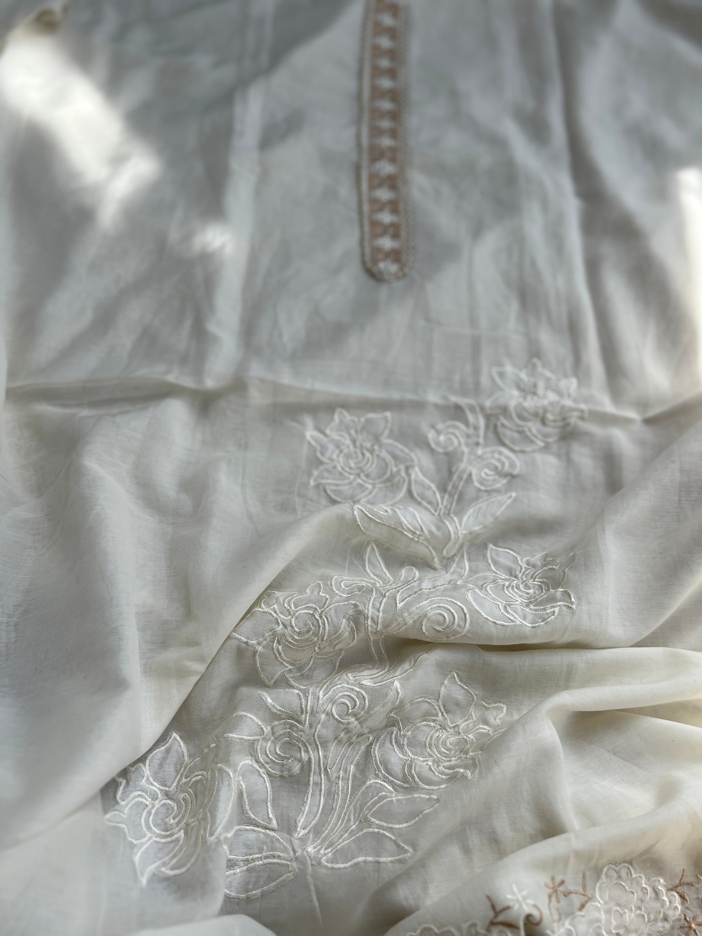 Exquisite Mal Cotton Elegance Floral Embroidered Suit