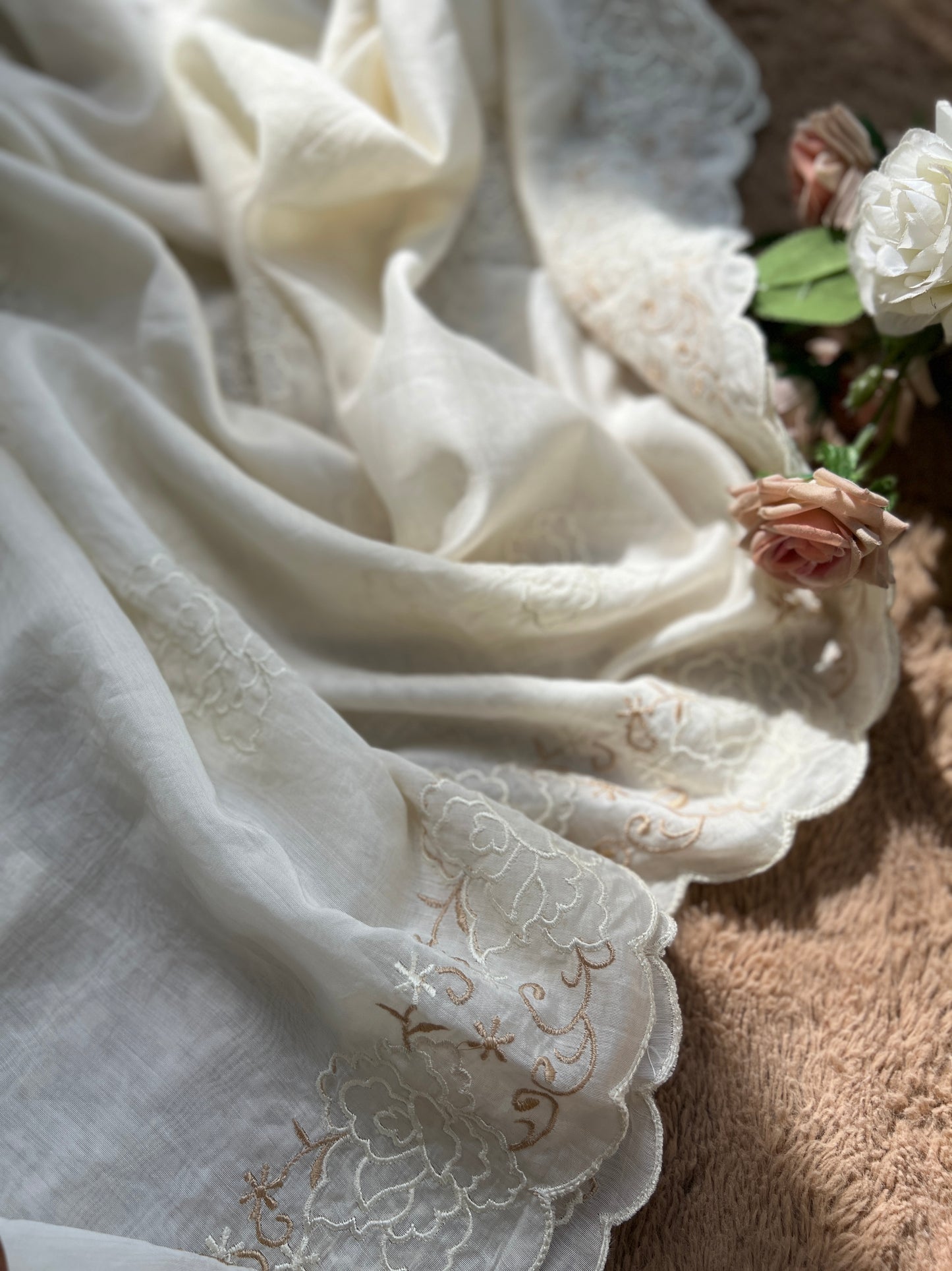 Exquisite Mal Cotton Elegance Floral Embroidered Suit
