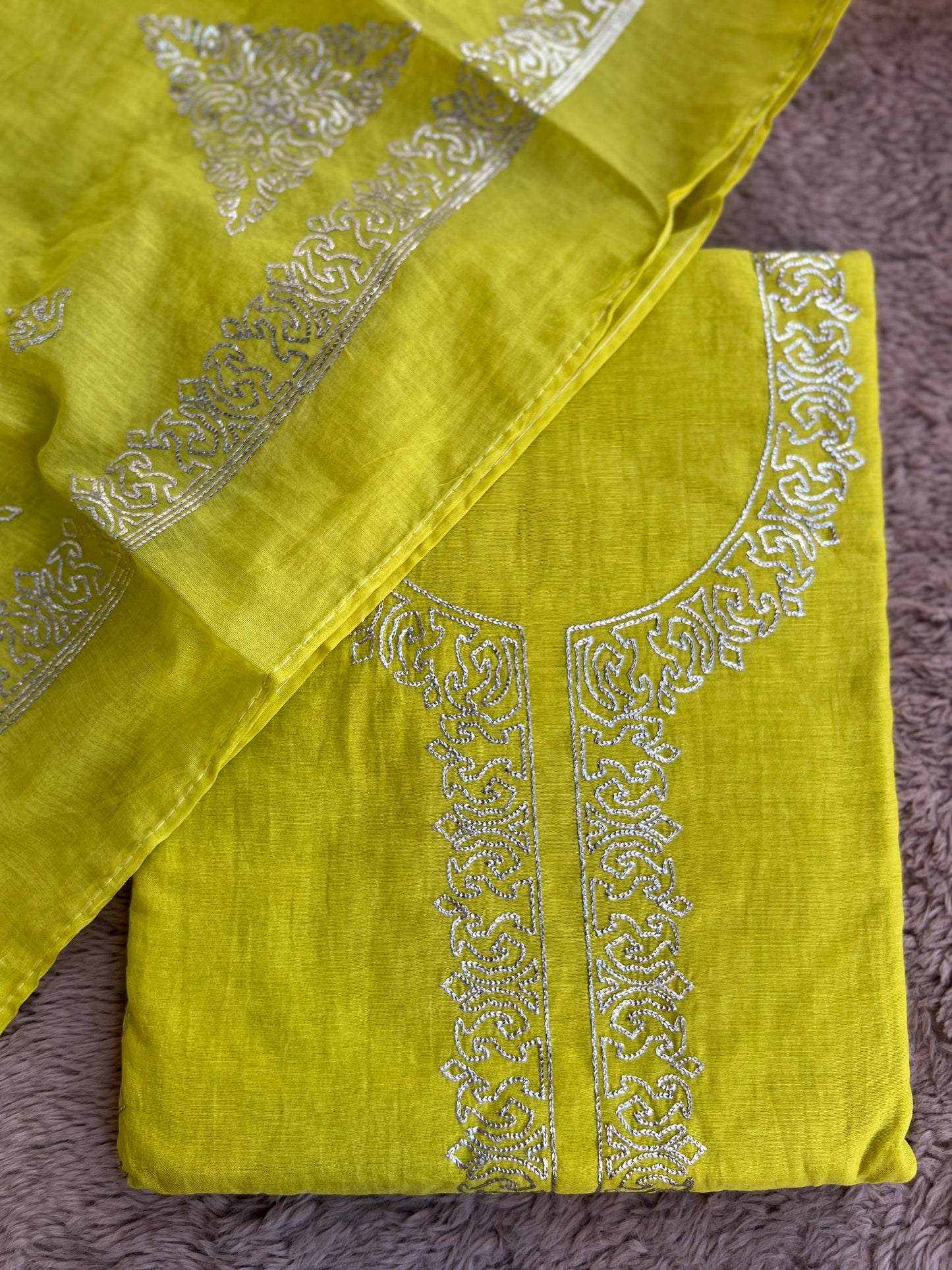 Vibrant Mal Chanderi Suits with Elegant Pitta Work Detailing