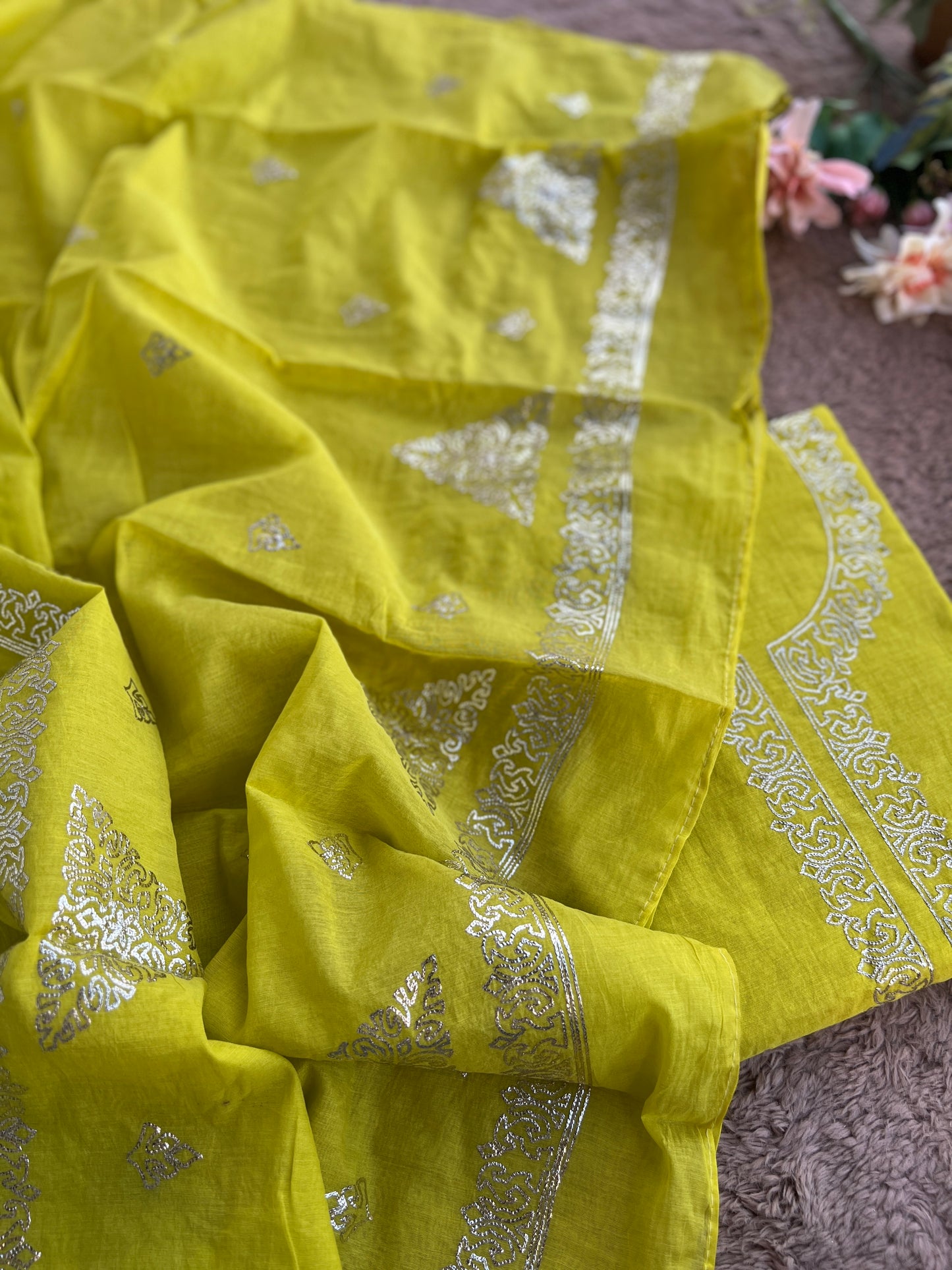 Vibrant Mal Chanderi Suits with Elegant Pitta Work Detailing