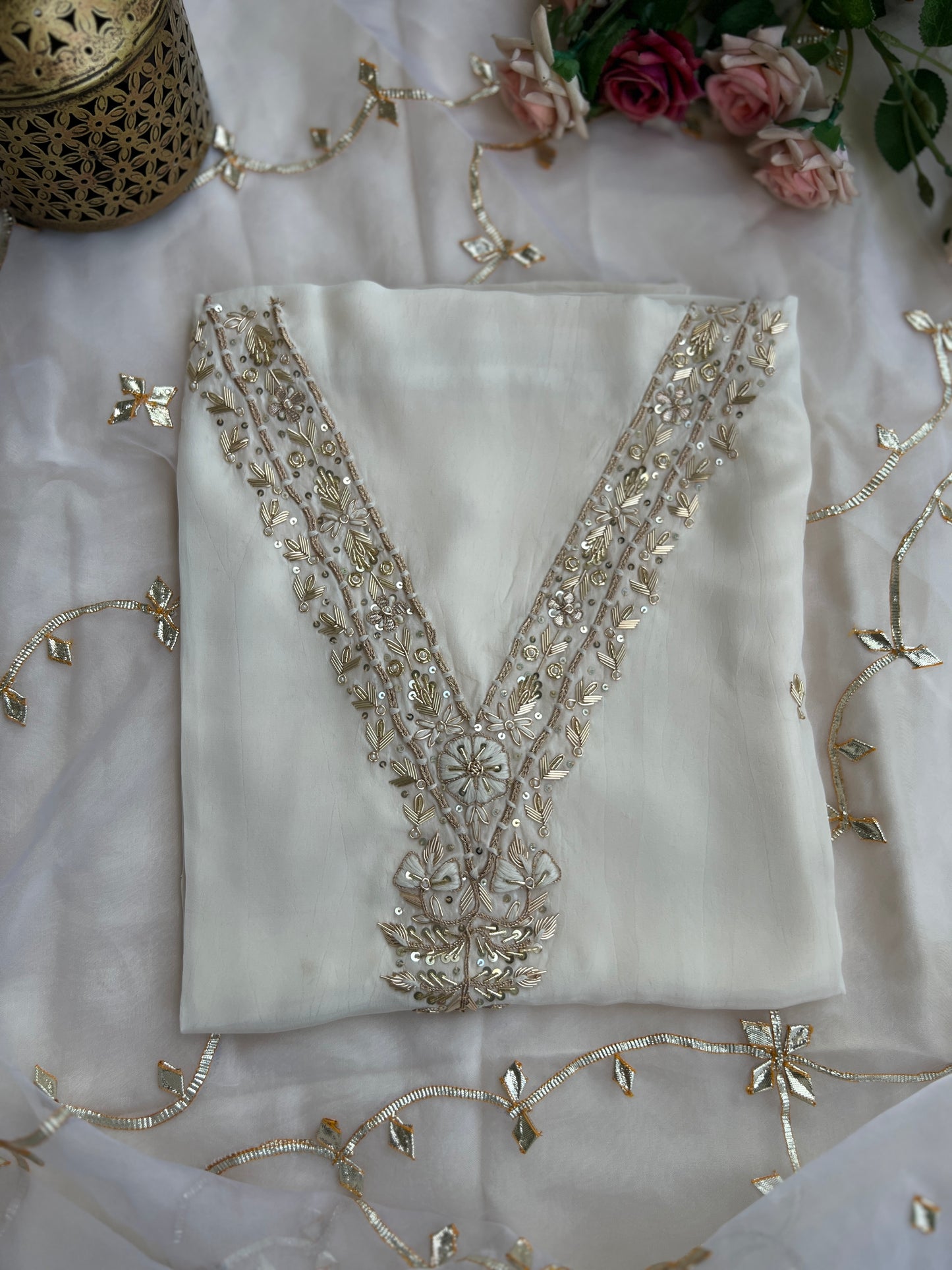 Ivory Chic Handwork Gota-Jaal