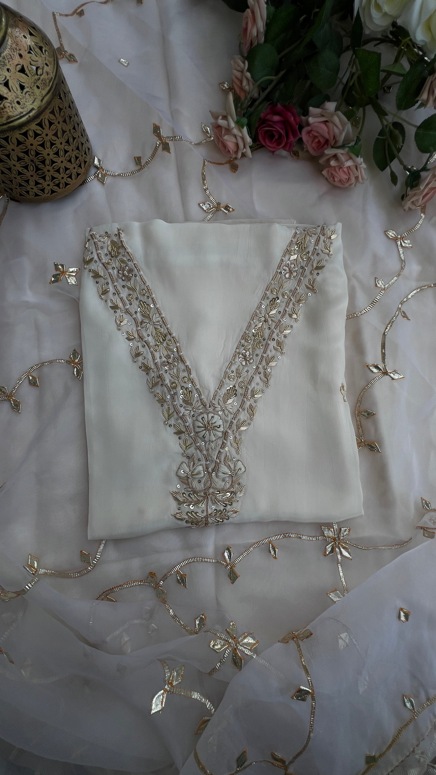 Ivory Chic Handwork Gota-Jaal