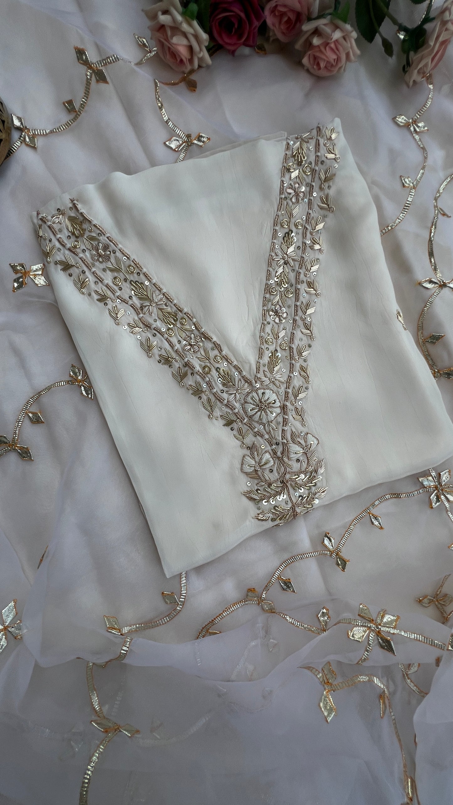 Ivory Chic Handwork Gota-Jaal