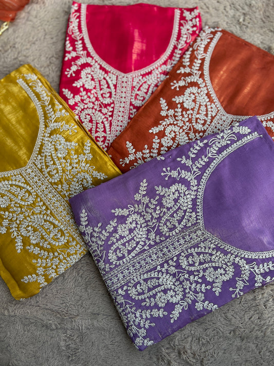 Shimmer Crepe with Exquisite Code Work & Tissue Organza Embroidered Dupatta