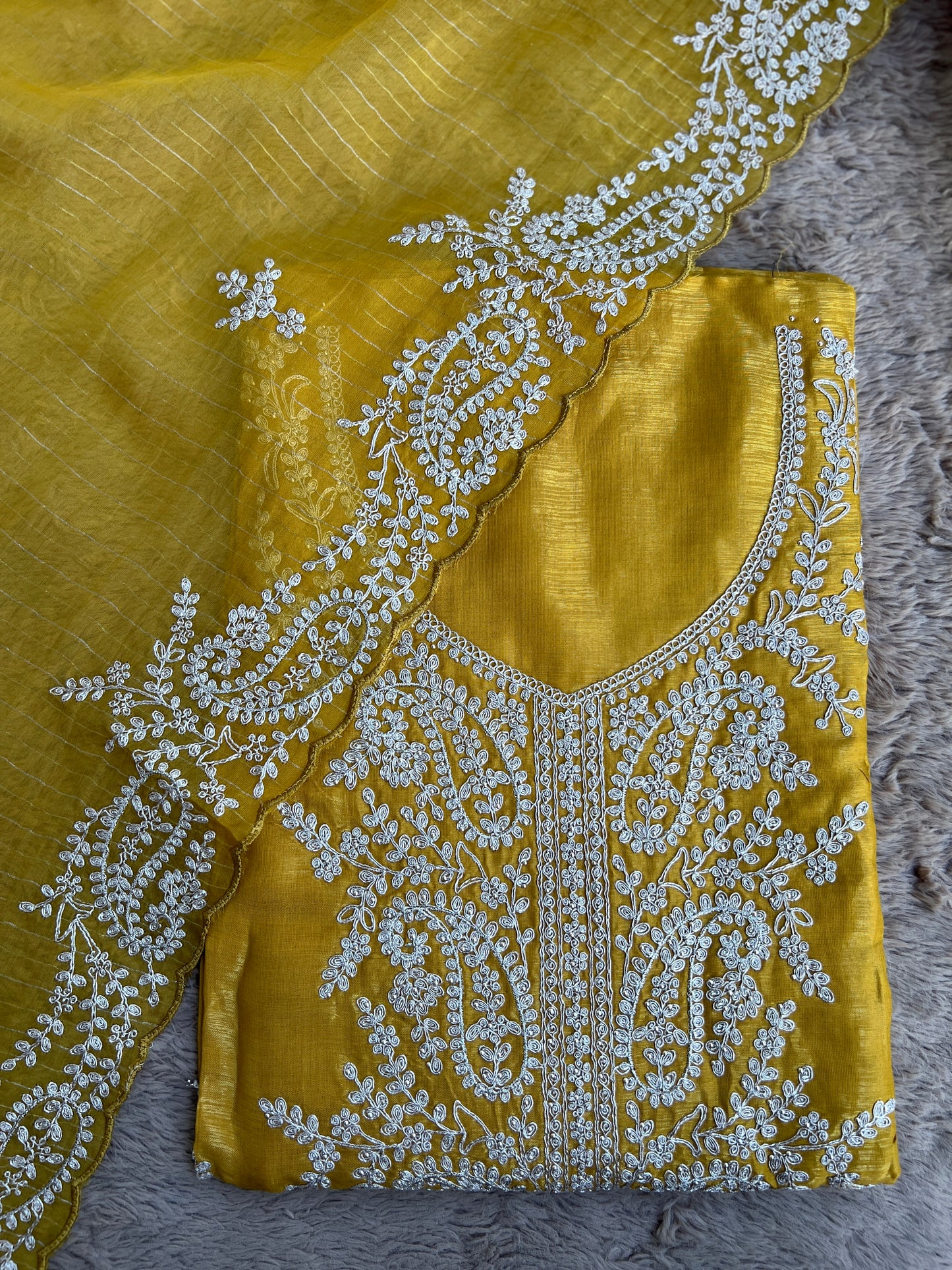 Shimmer Crepe with Exquisite Code Work & Tissue Organza Embroidered Dupatta
