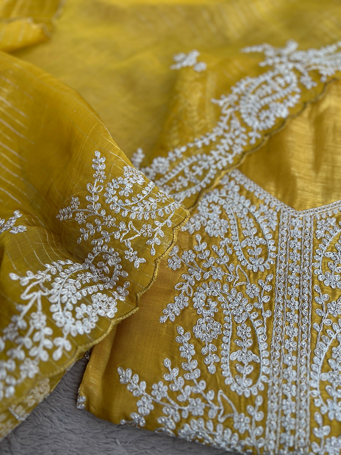 Shimmer Crepe with Exquisite Code Work & Tissue Organza Embroidered Dupatta