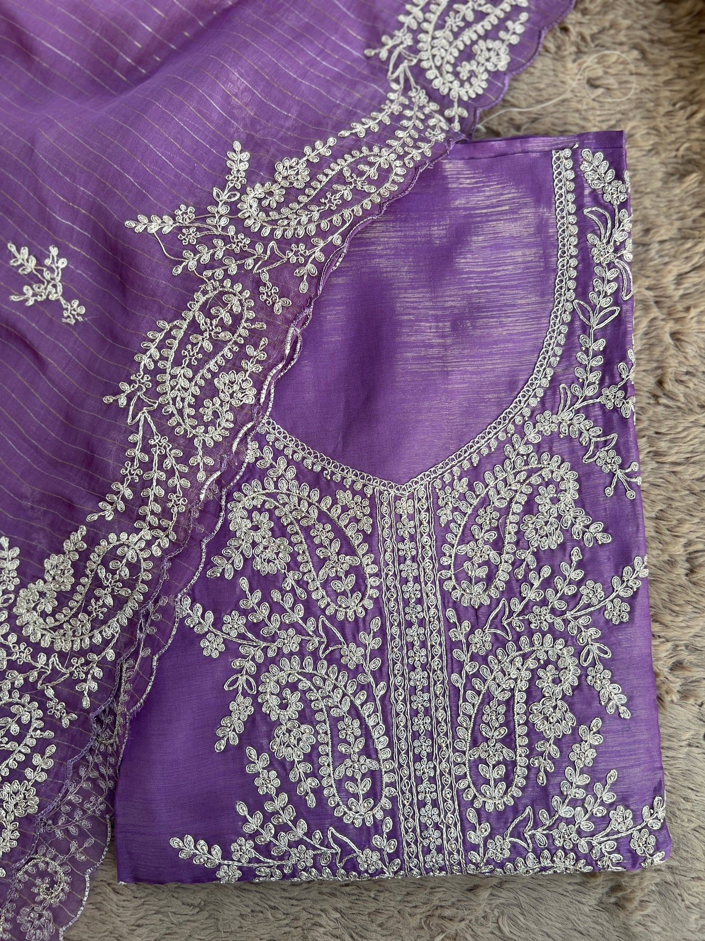 Shimmer Crepe with Exquisite Code Work & Tissue Organza Embroidered Dupatta