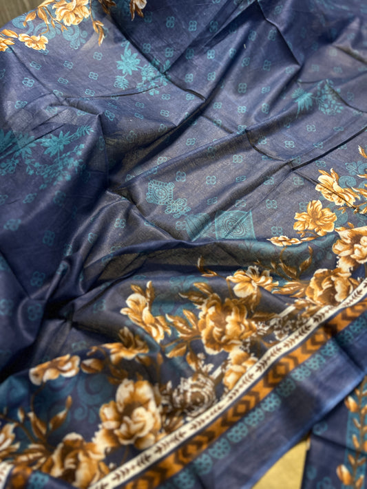 Midnight Navy Floral Printed Cotton Suit Set