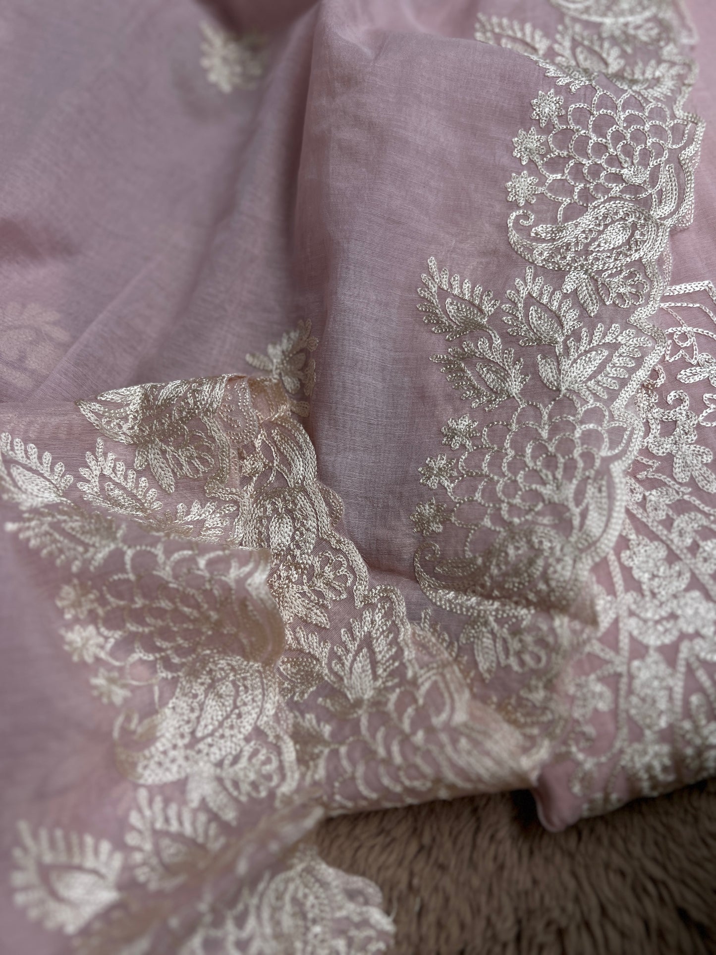 Pastel Mal Chanderi Embroidered Suit Collection