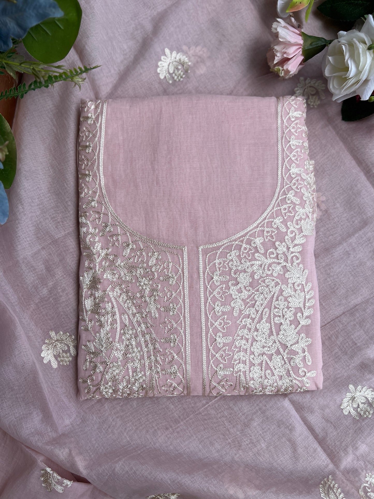 Pastel Mal Chanderi Embroidered Suit Collection
