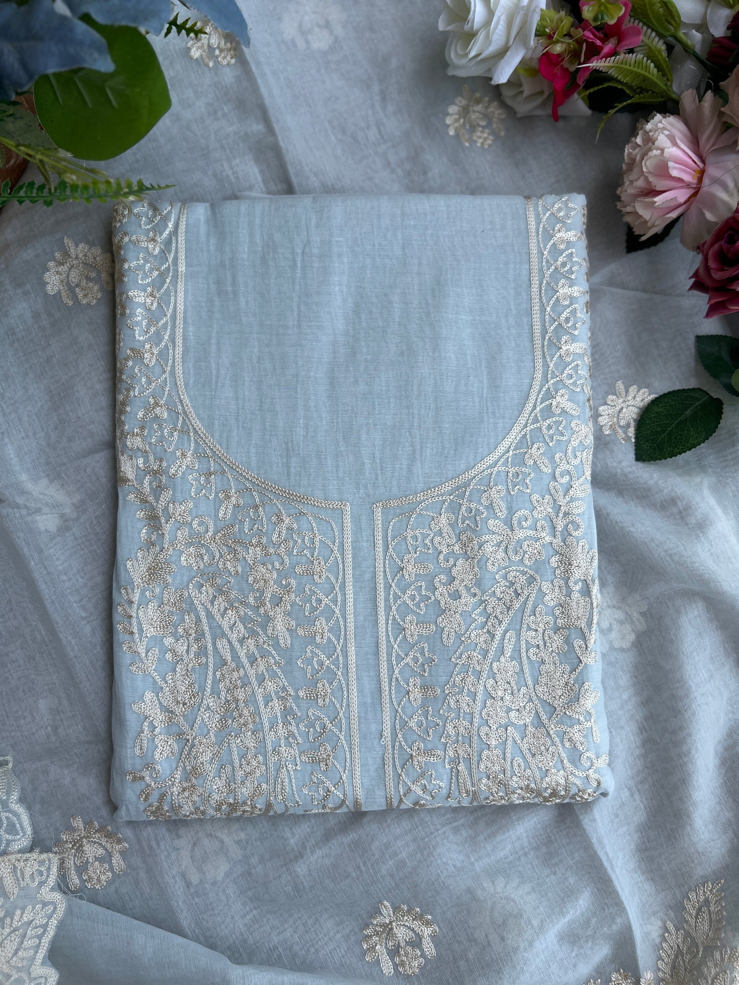 Pastel Mal Chanderi Embroidered Suit Collection
