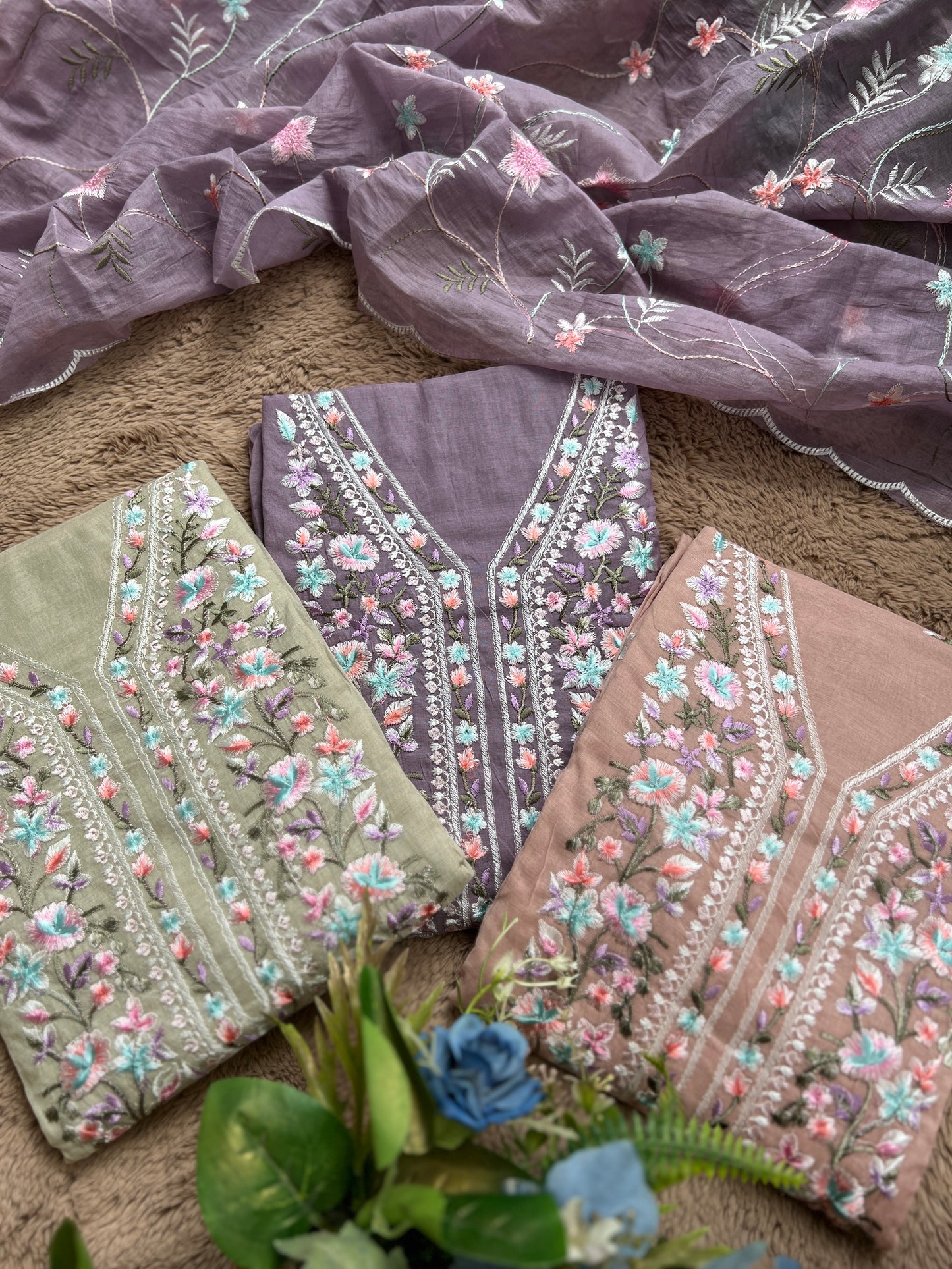 Exquisite Parsi Work Soft Mal Chanderi Suit