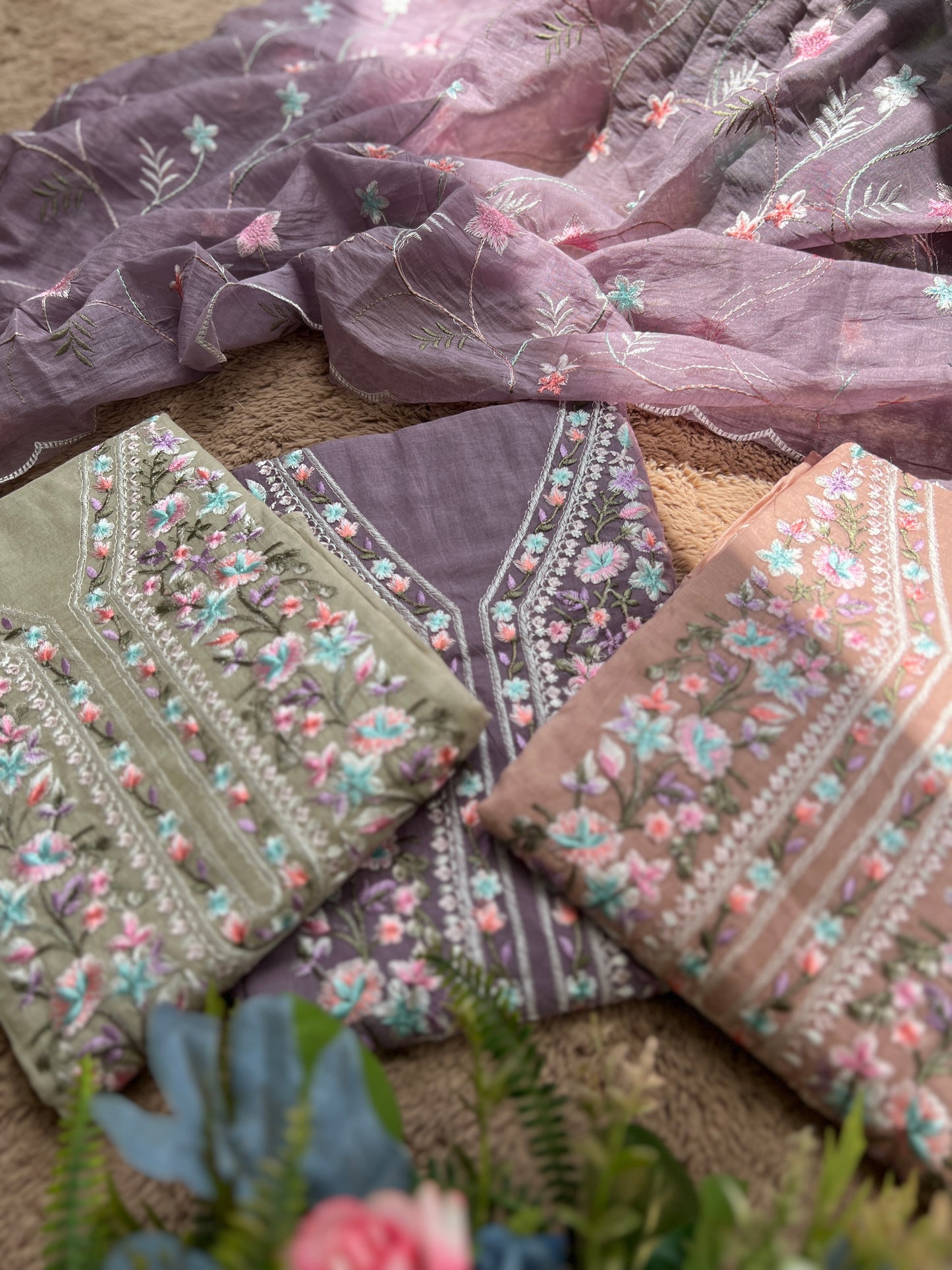 Exquisite Parsi Work Soft Mal Chanderi Suit