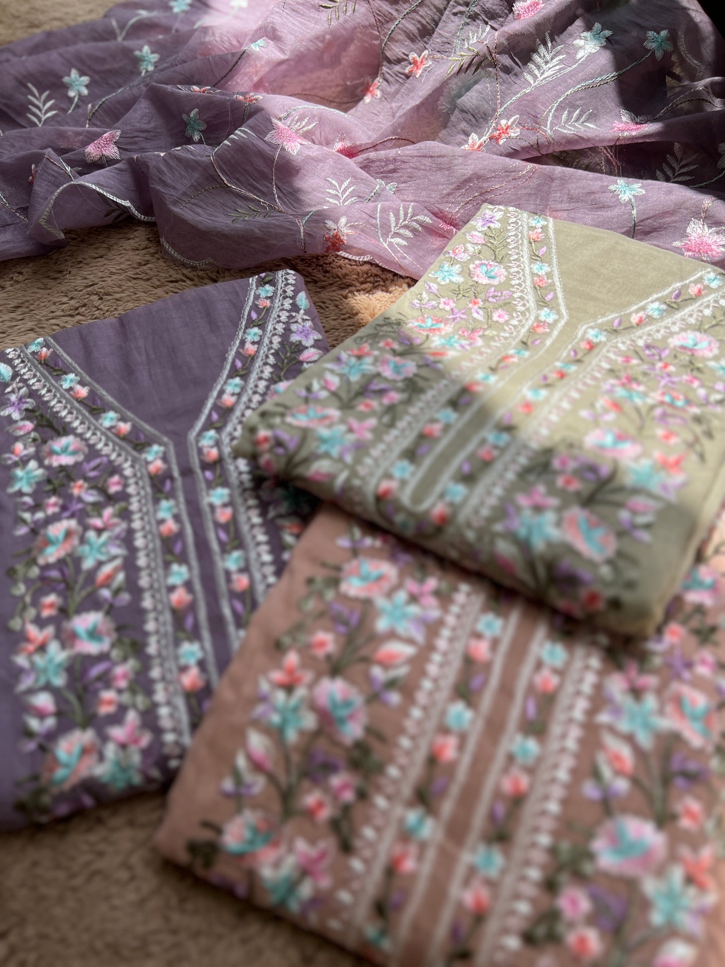 Exquisite Parsi Work Soft Mal Chanderi Suit