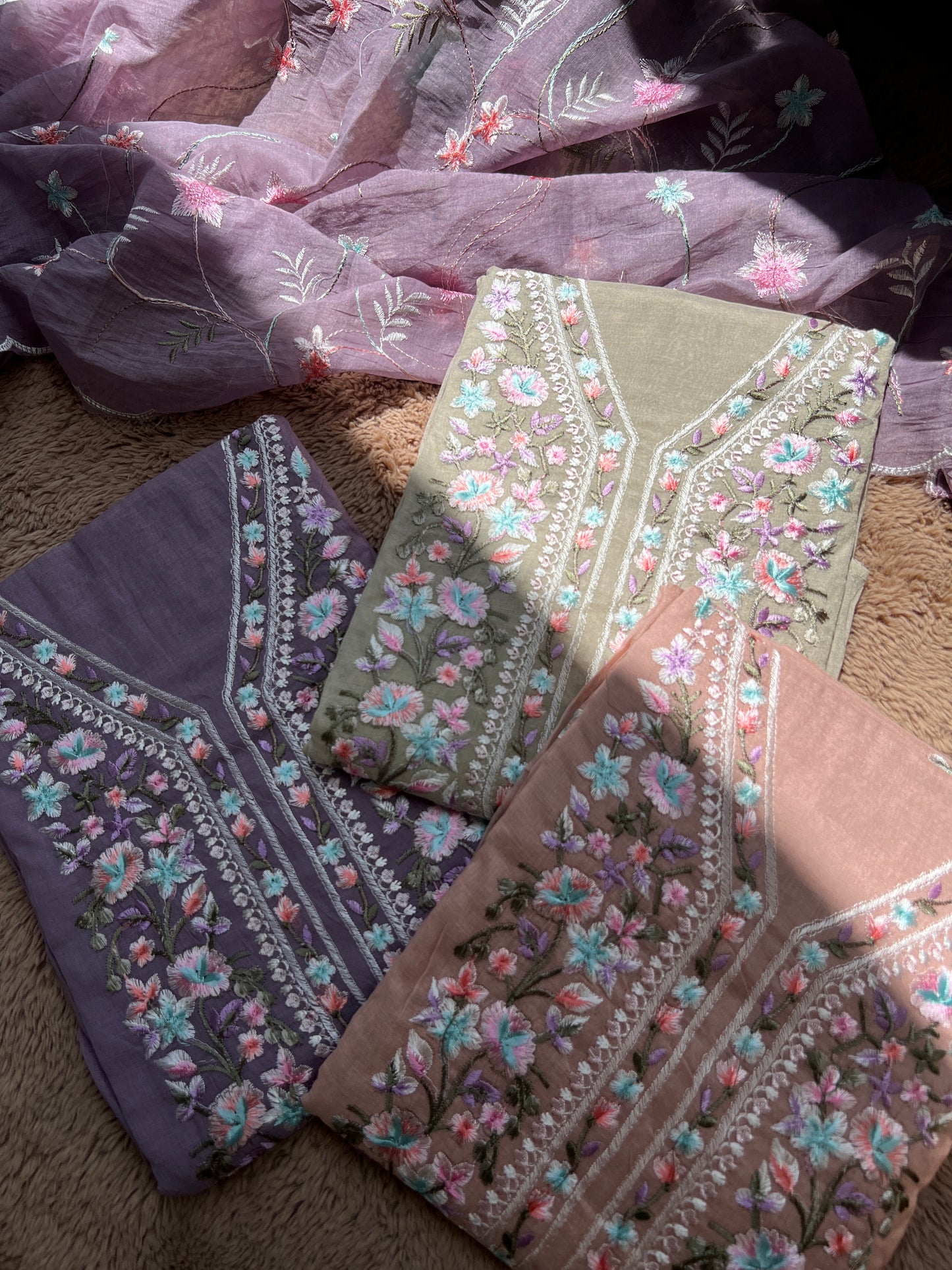 Exquisite Parsi Work Soft Mal Chanderi Suit