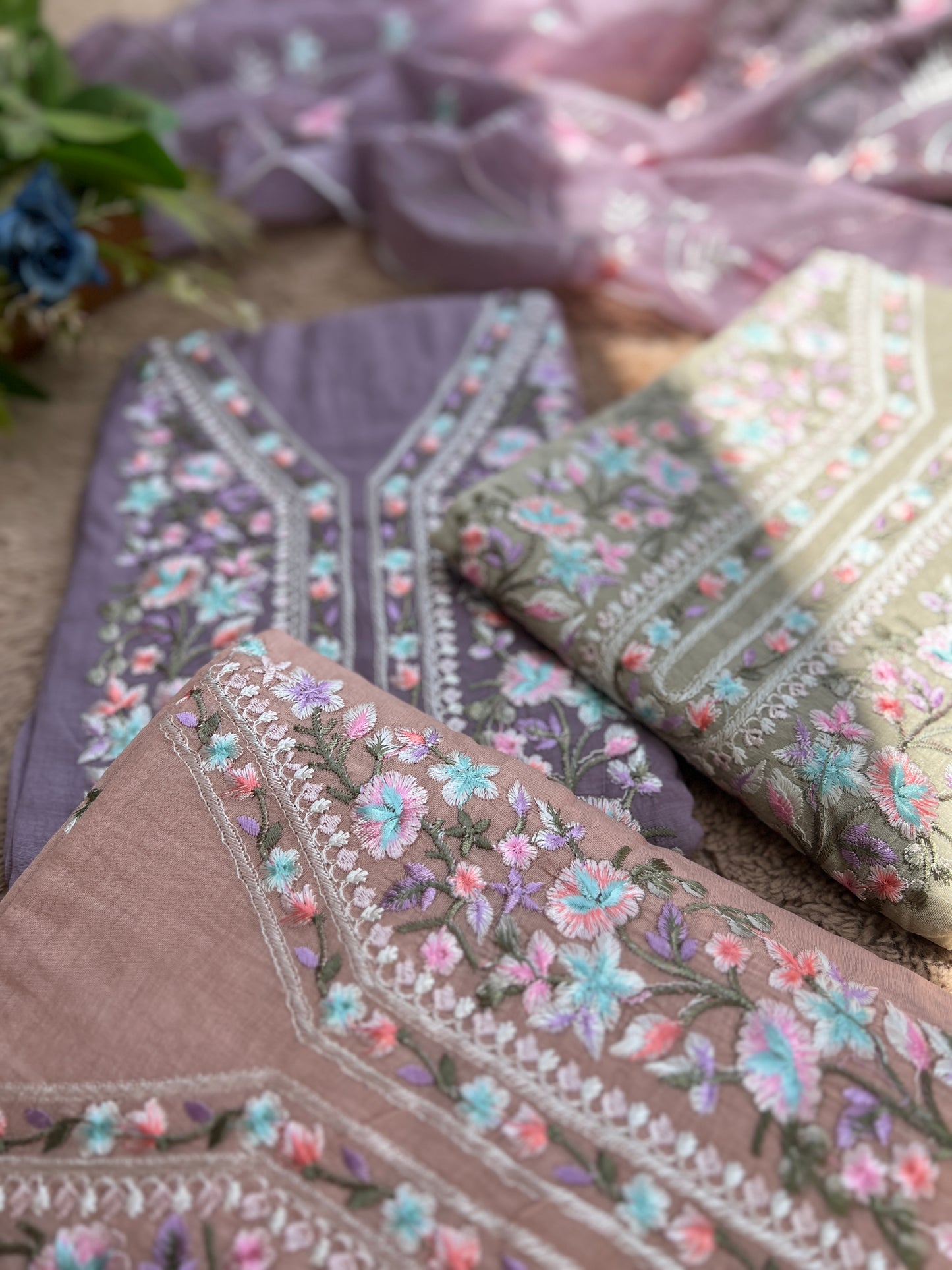 Exquisite Parsi Work Soft Mal Chanderi Suit