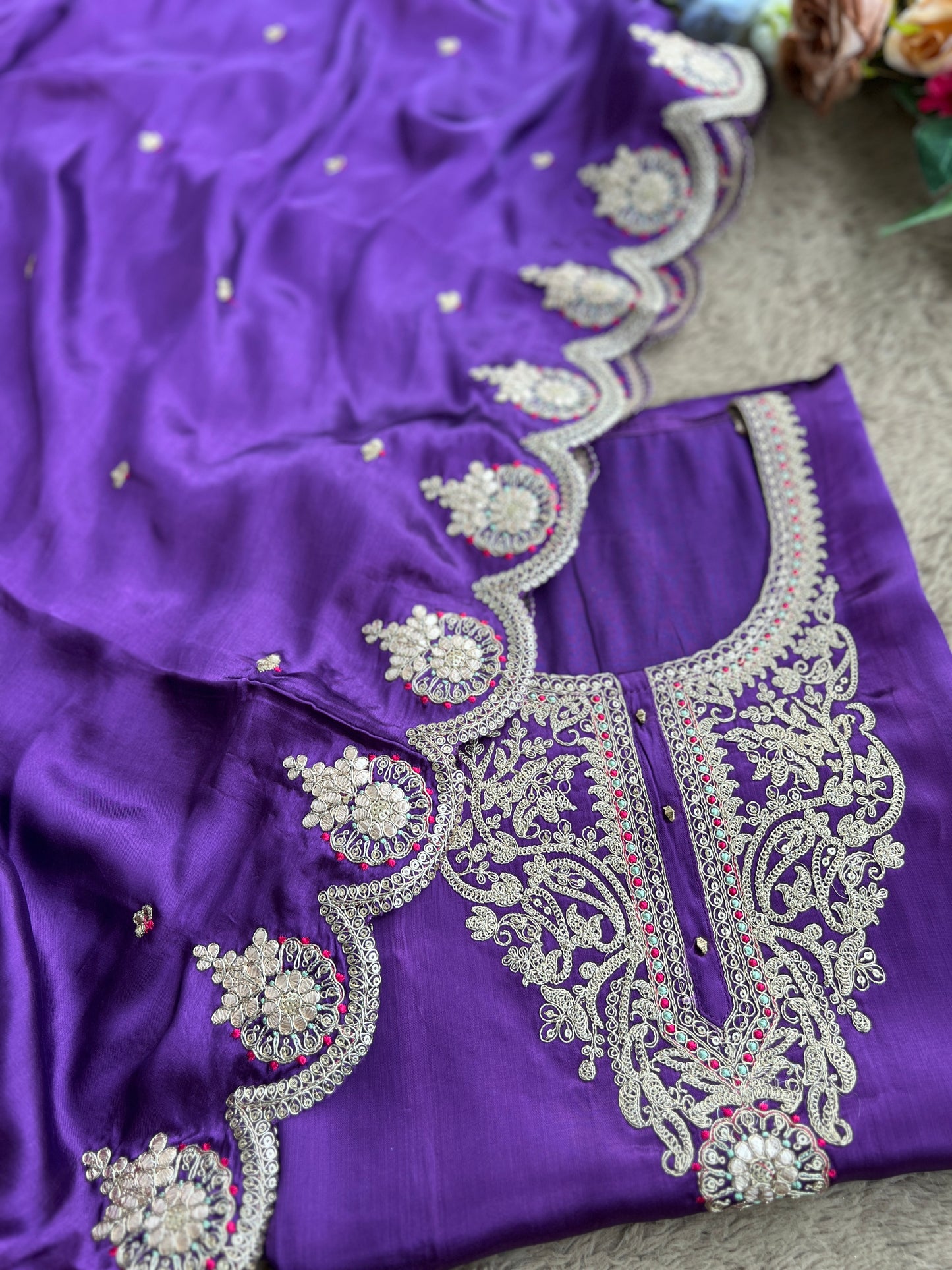 Finest Crepe Elegance with Intricate Embroidery β¨