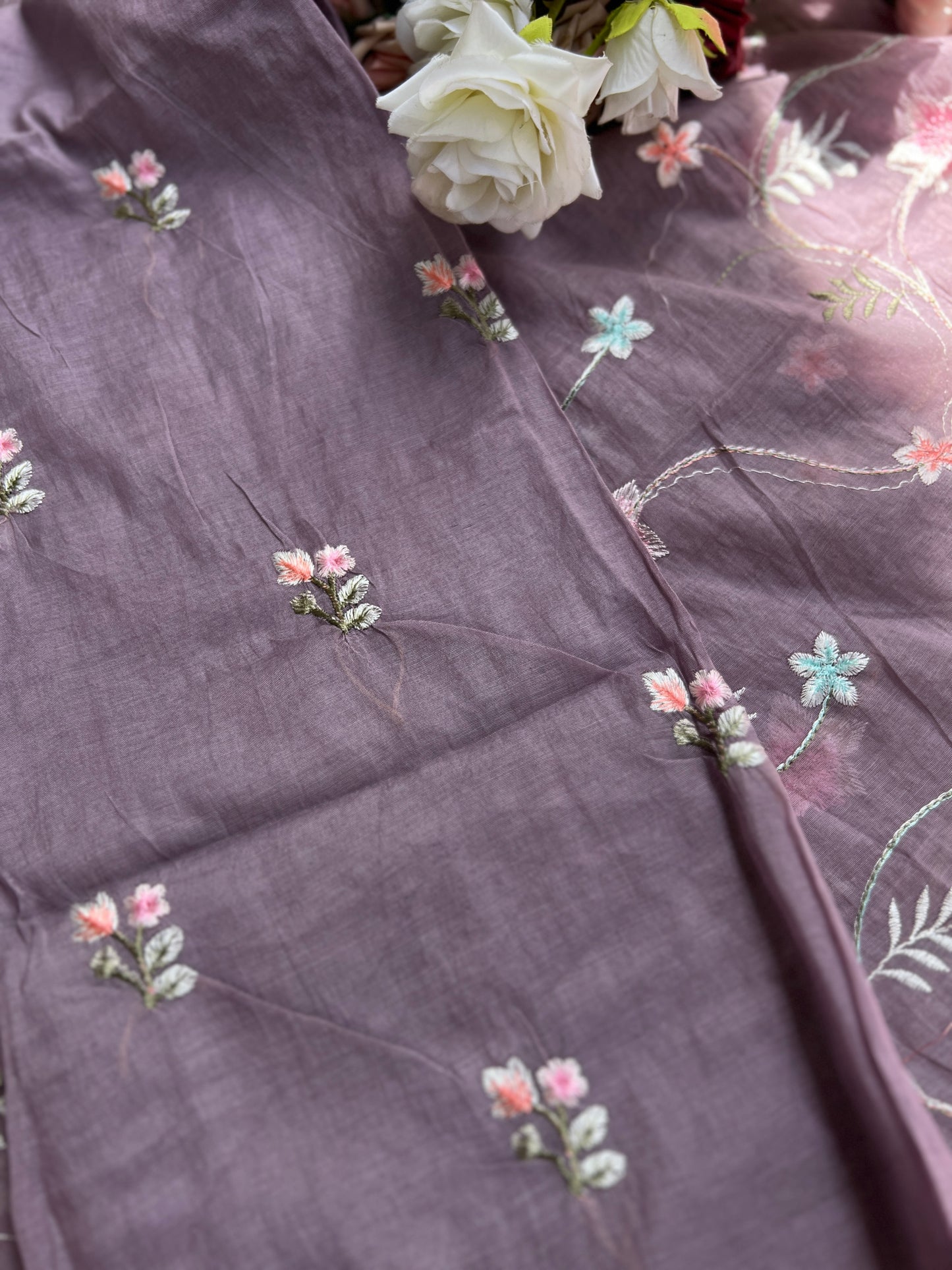 Exquisite Parsi Work Soft Mal Chanderi Suit
