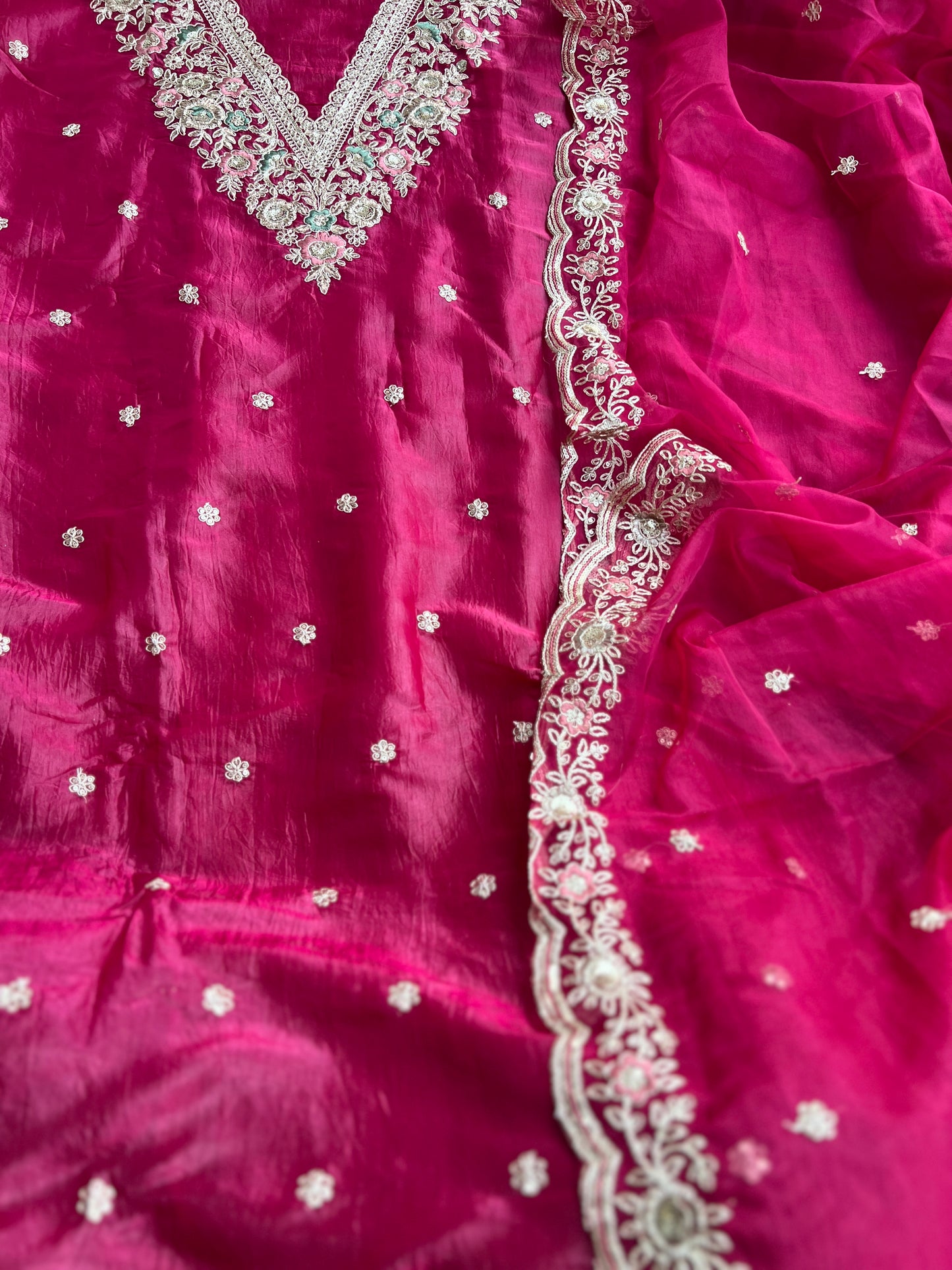 Crushed Butter Silk with Exquisite Embroidery
