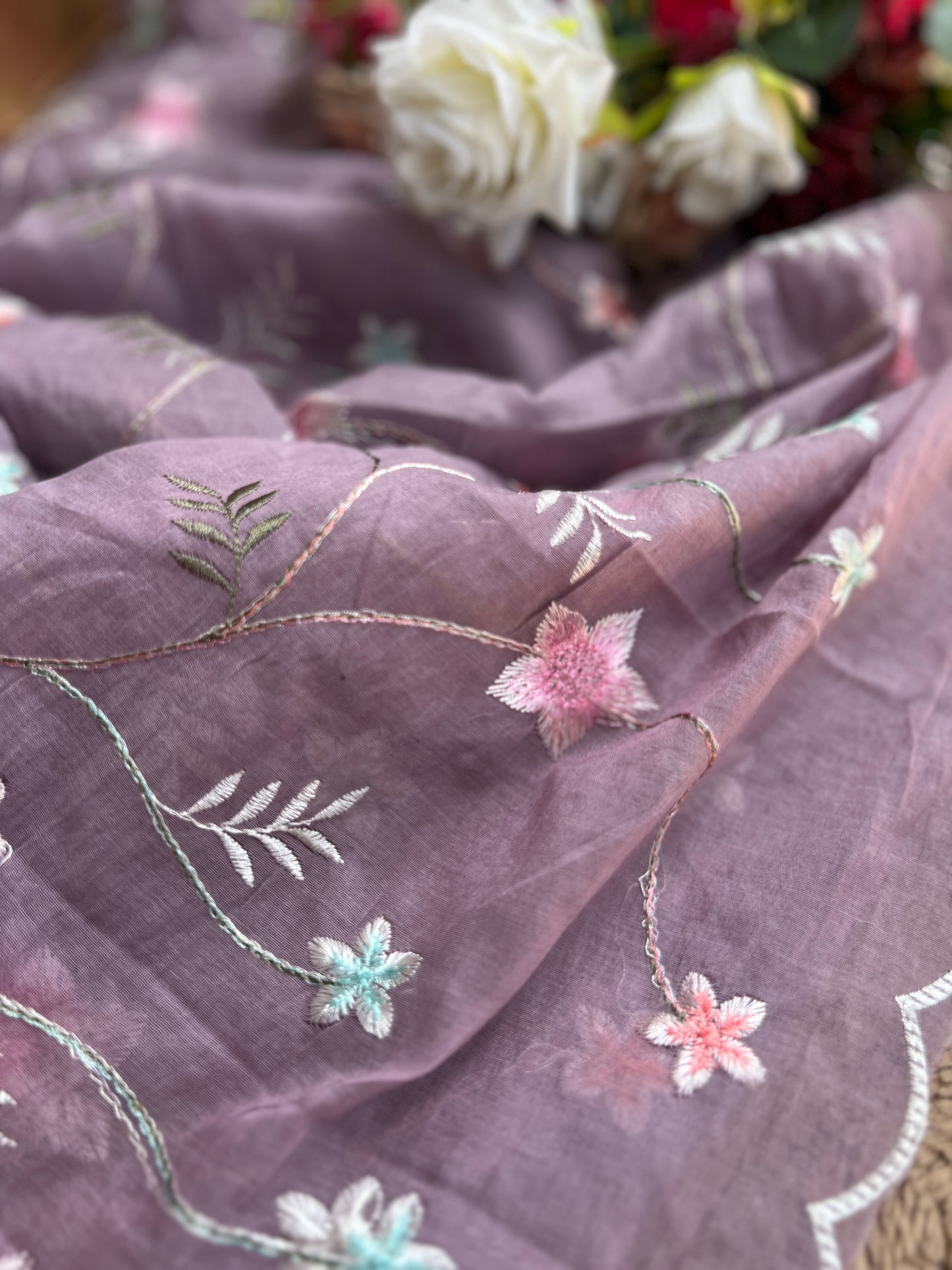 Exquisite Parsi Work Soft Mal Chanderi Suit