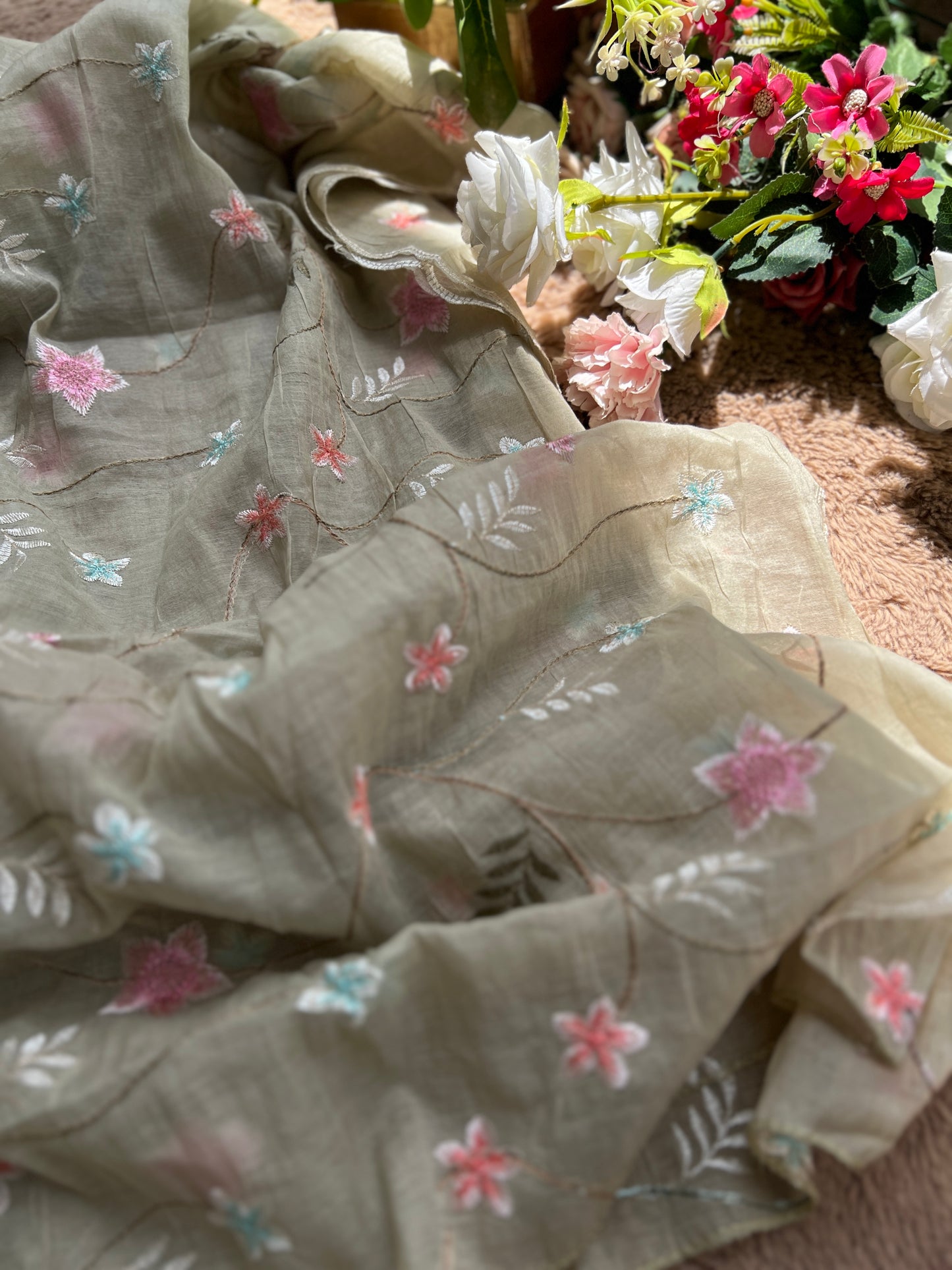 Exquisite Parsi Work Soft Mal Chanderi Suit