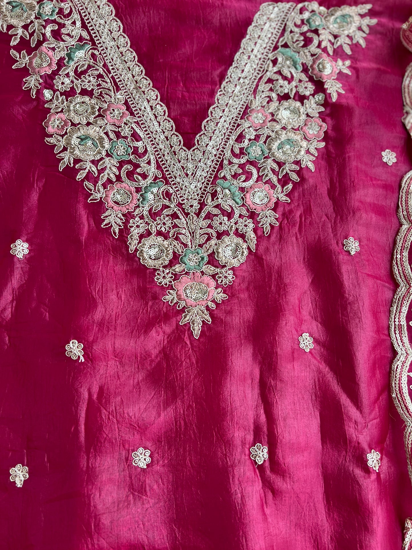 Crushed Butter Silk with Exquisite Embroidery