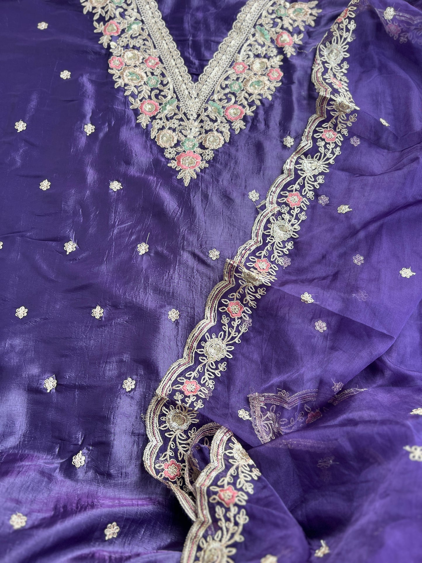 Crushed Butter Silk with Exquisite Embroidery