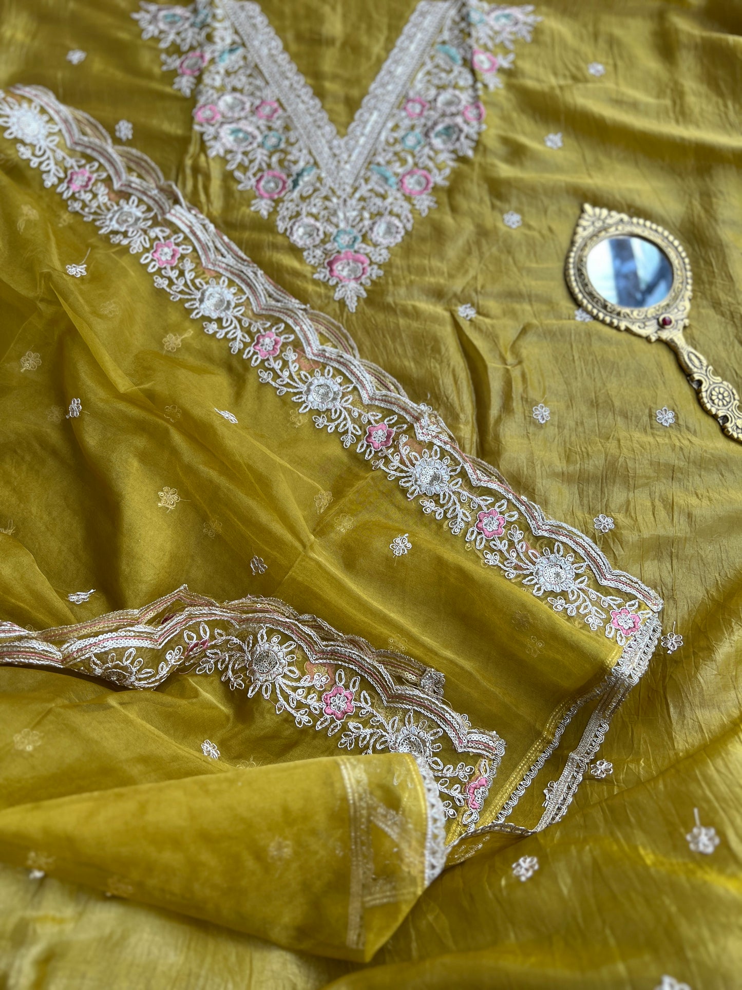 Crushed Butter Silk with Exquisite Embroidery