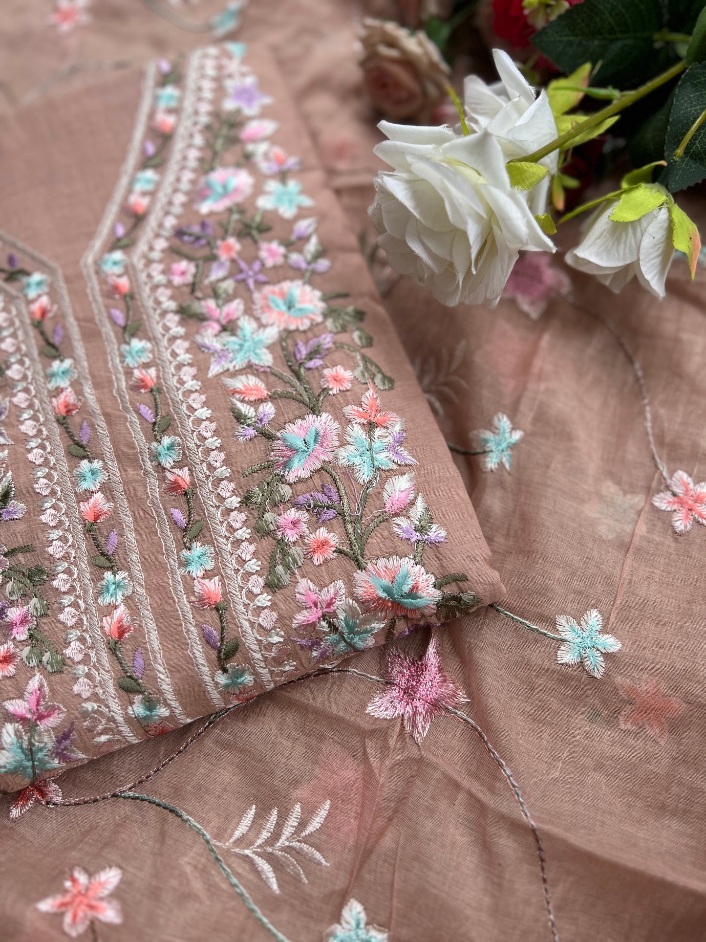 Exquisite Parsi Work Soft Mal Chanderi Suit