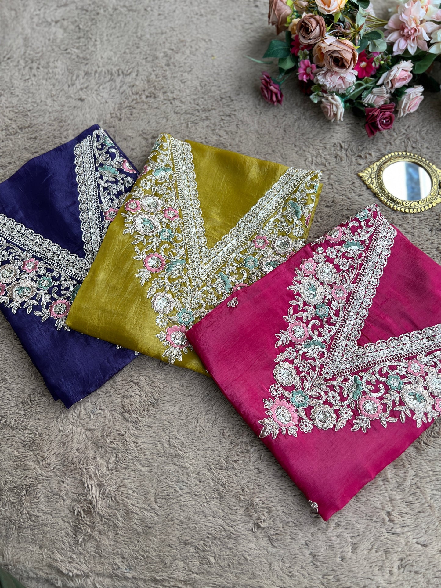 Crushed Butter Silk with Exquisite Embroidery