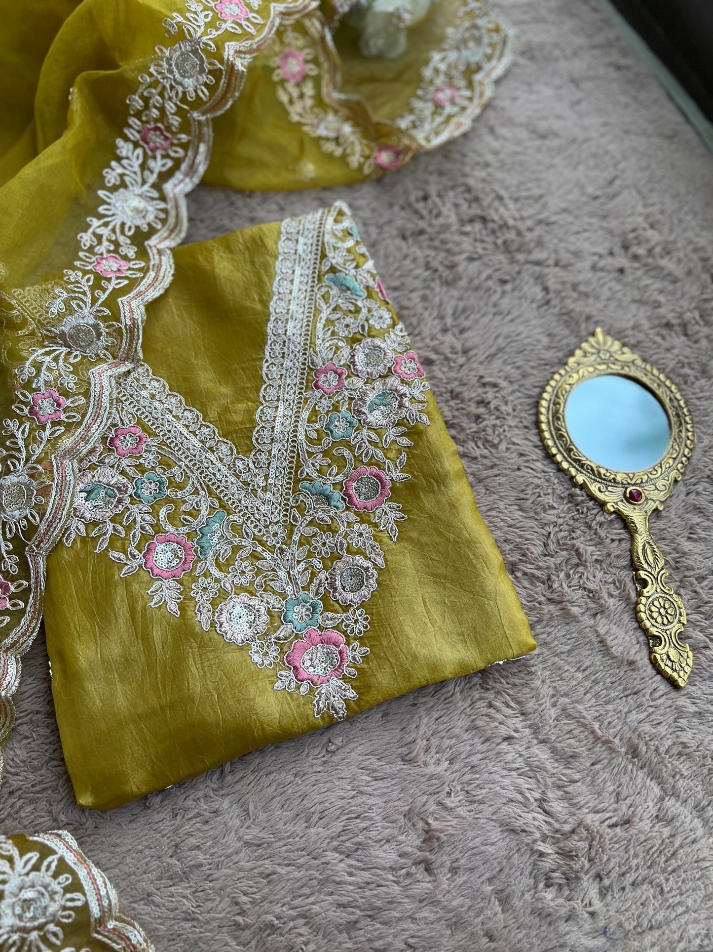 Crushed Butter Silk with Exquisite Embroidery