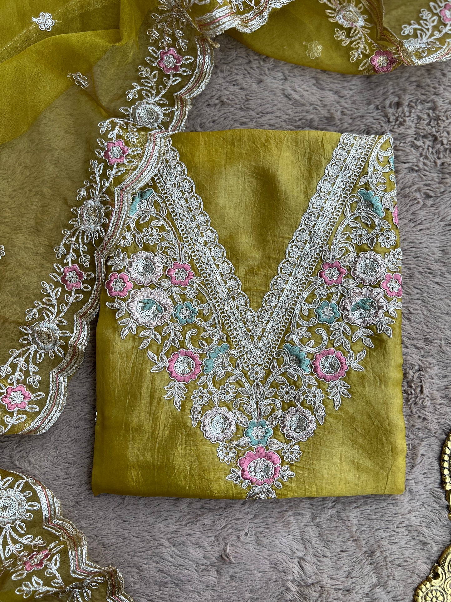 Crushed Butter Silk with Exquisite Embroidery