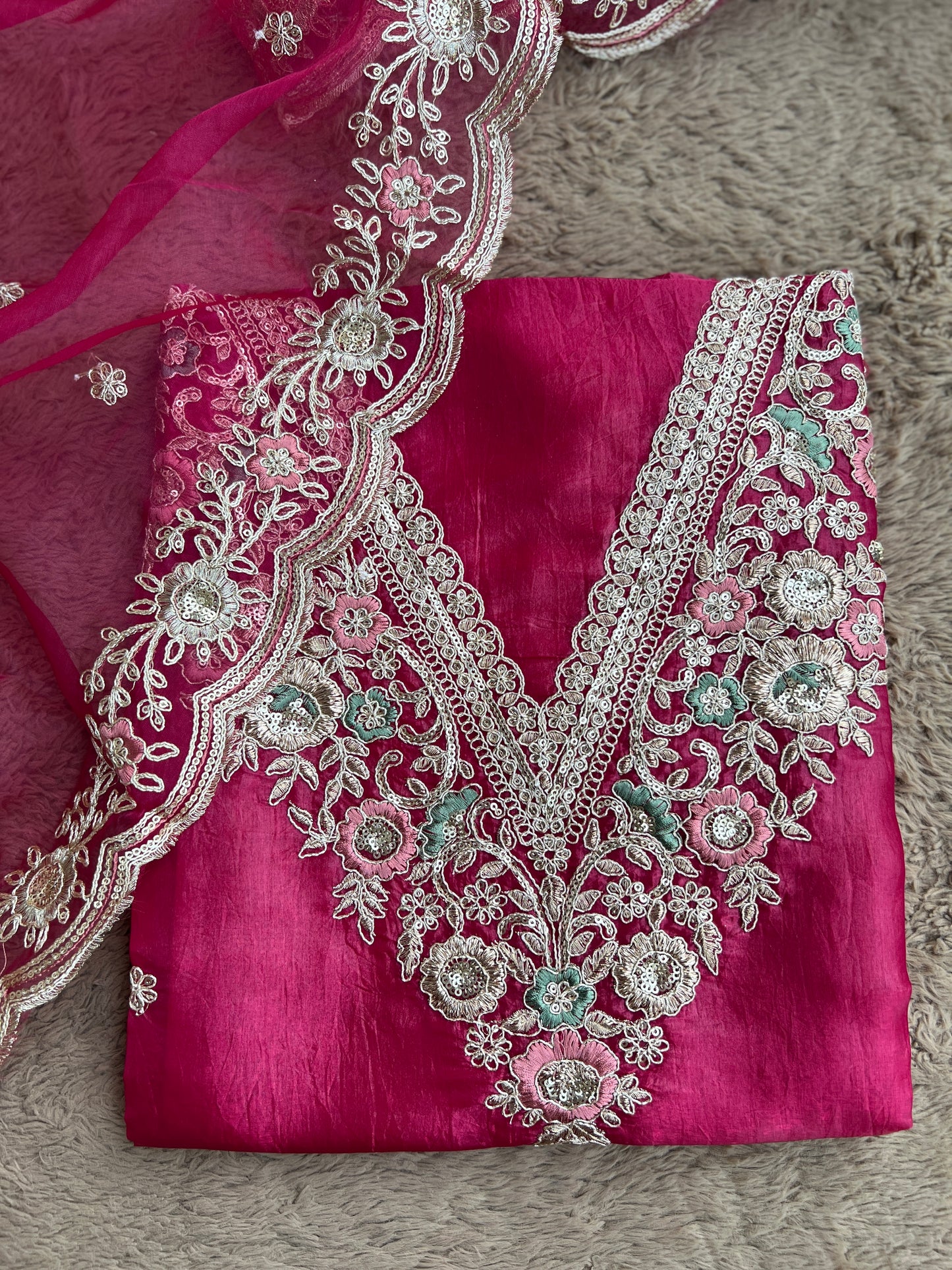 Crushed Butter Silk with Exquisite Embroidery